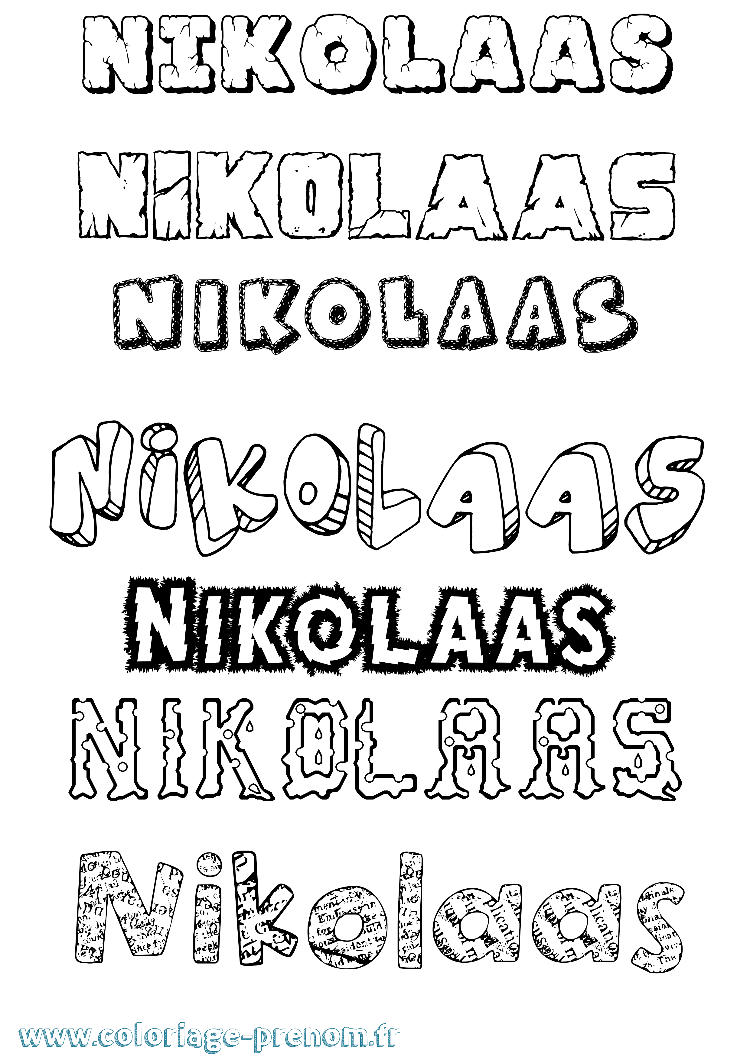 Coloriage Nikolaas Destructuré Coloriage prénom Nikolaas Destructuré