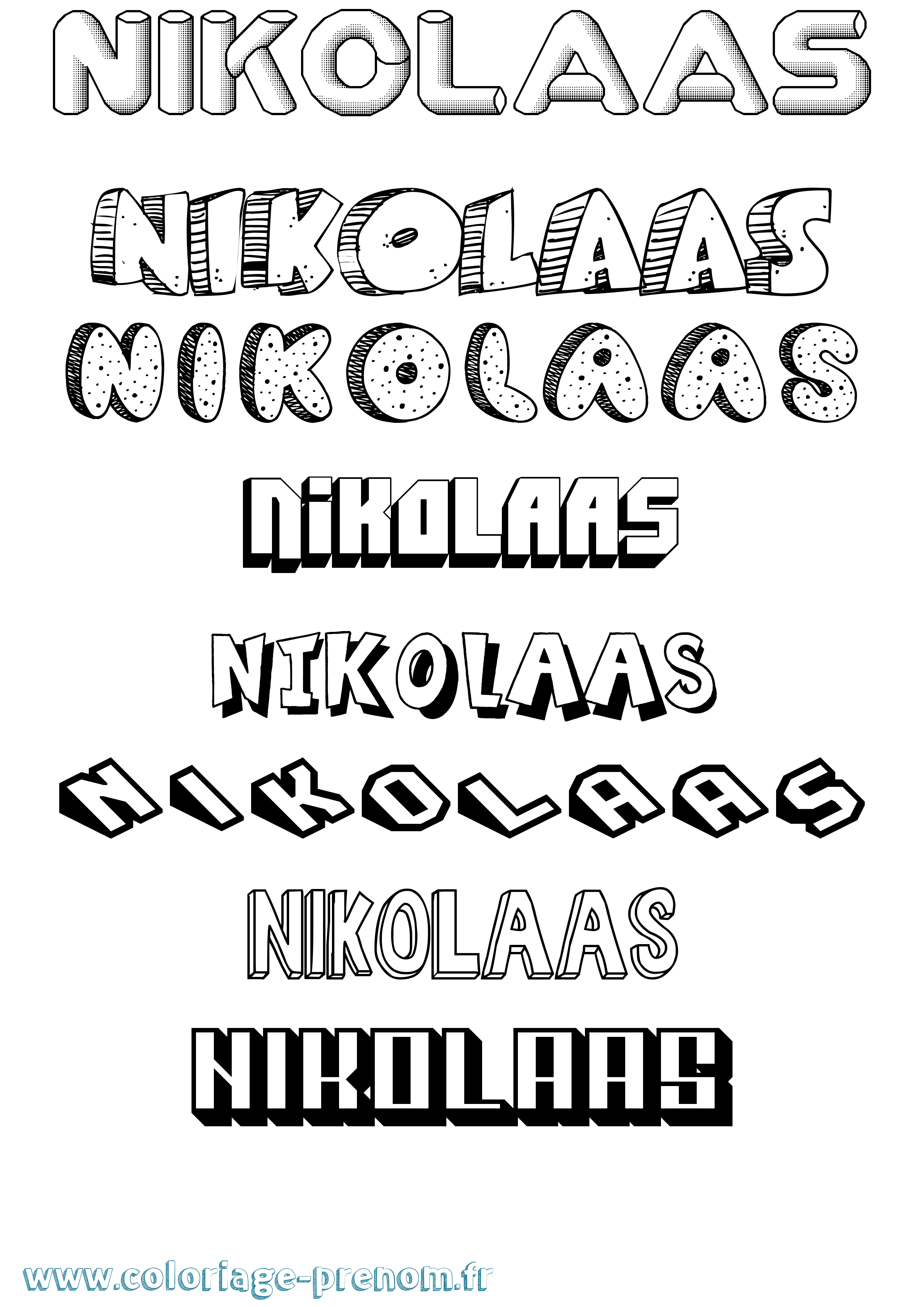 Coloriage Nikolaas Effet 3D Coloriage prénom Nikolaas Effet 3D