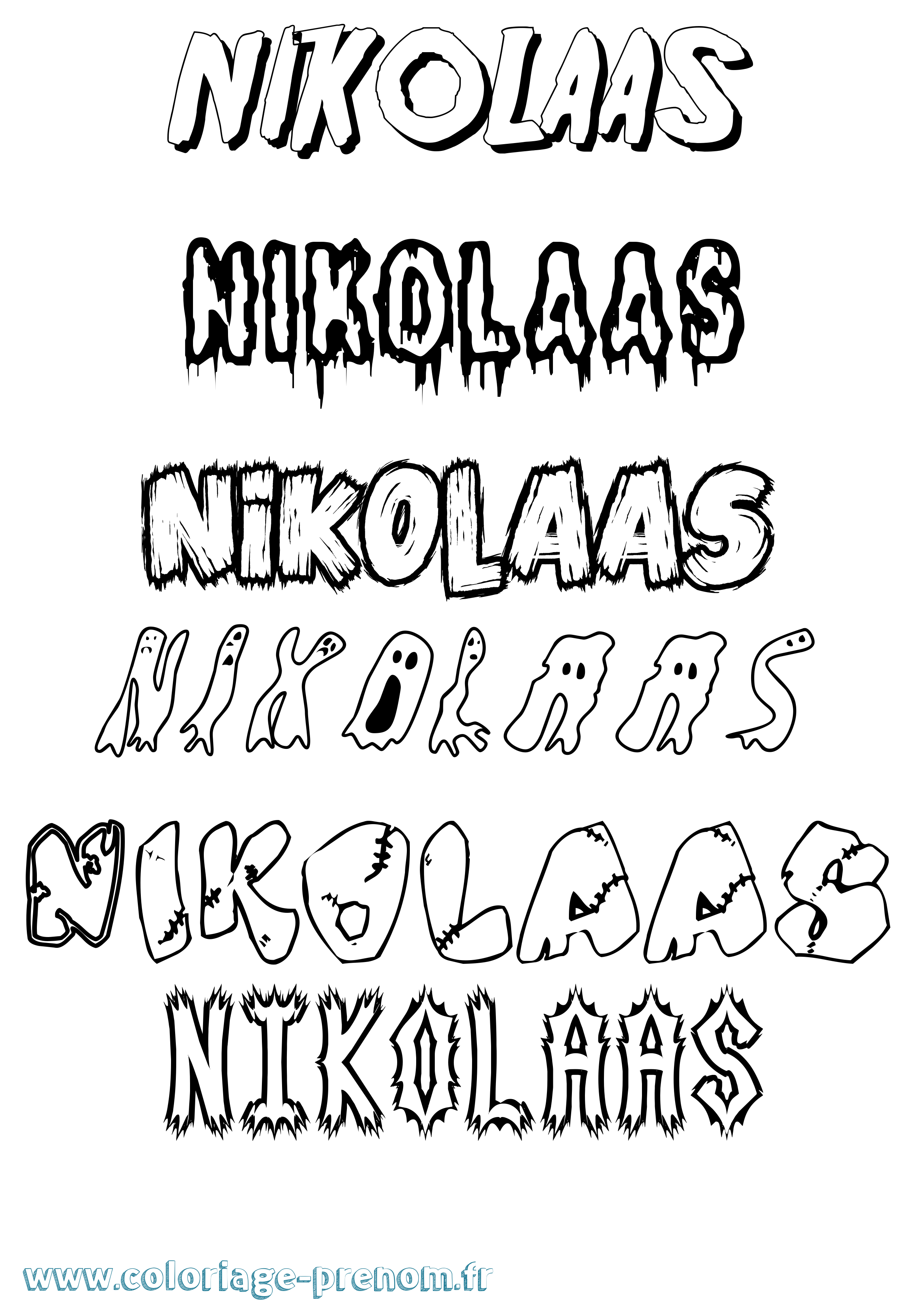 Coloriage Nikolaas Frisson Coloriage prénom Nikolaas Frisson