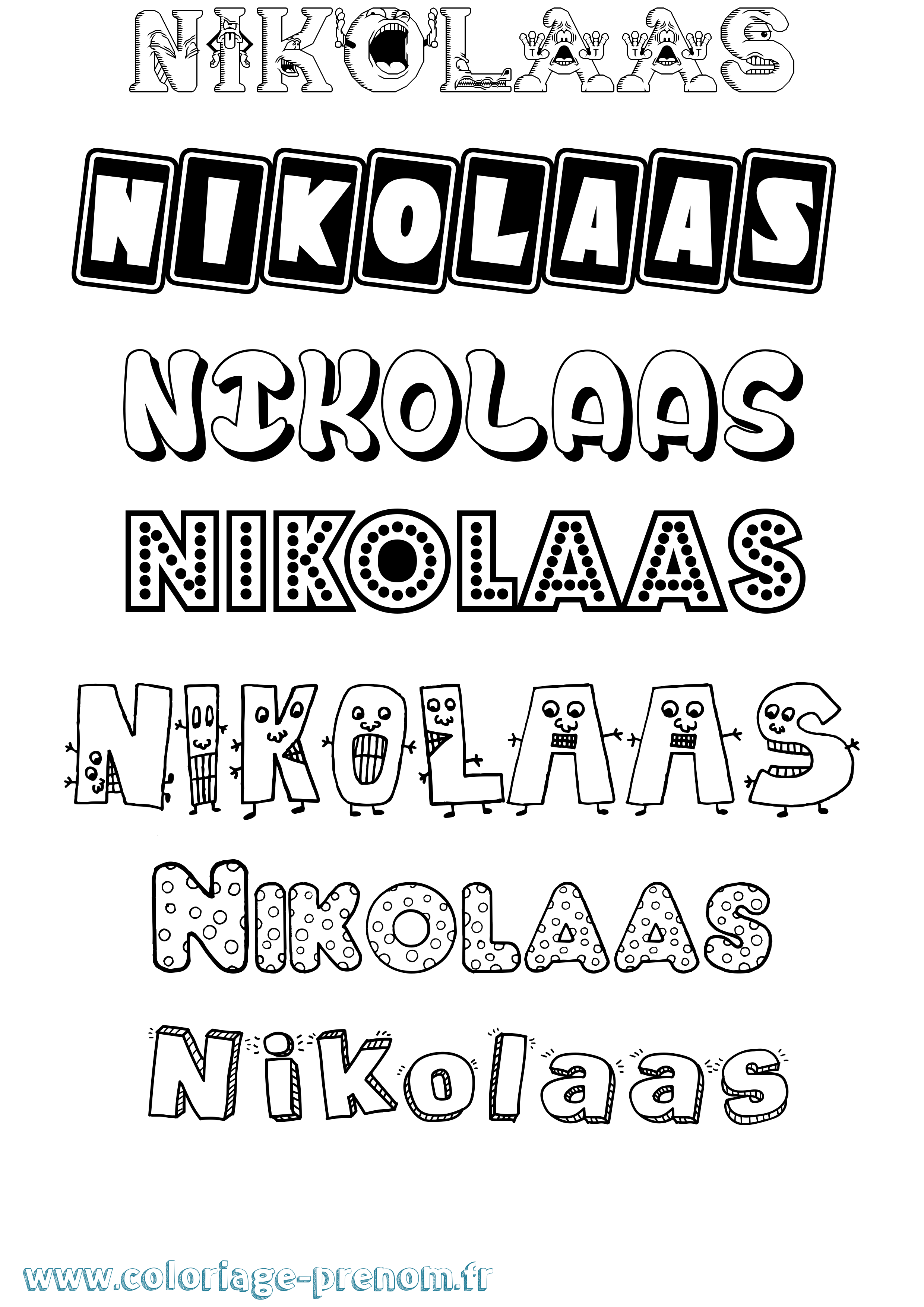 Coloriage Nikolaas Fun Coloriage prénom Nikolaas Fun