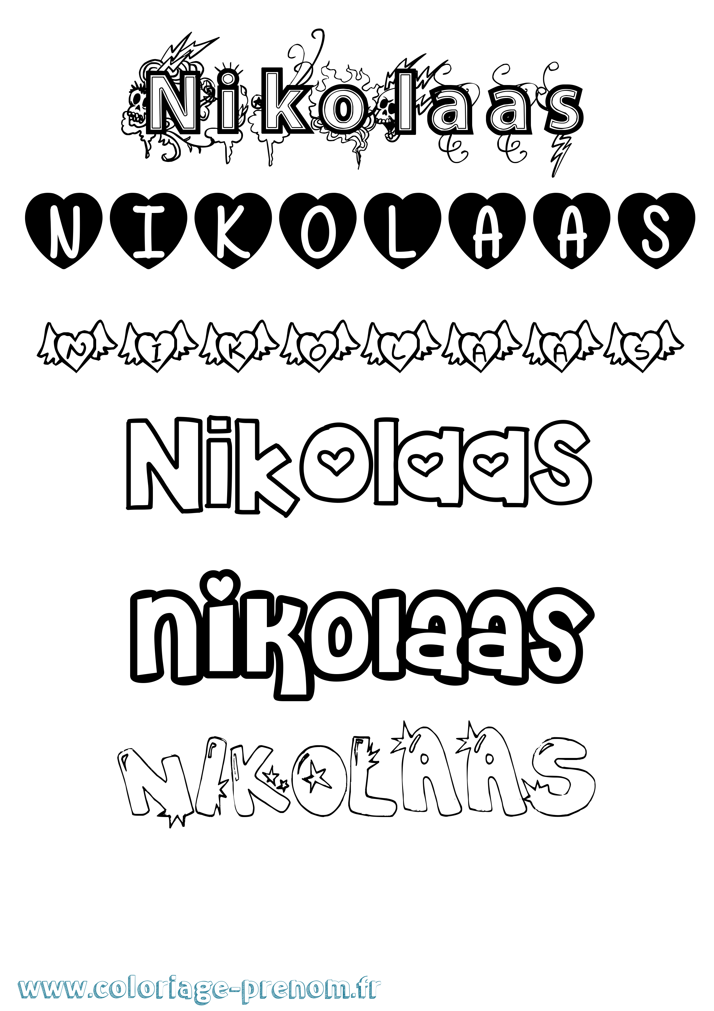 Coloriage Nikolaas Girly Coloriage prénom Nikolaas Girly