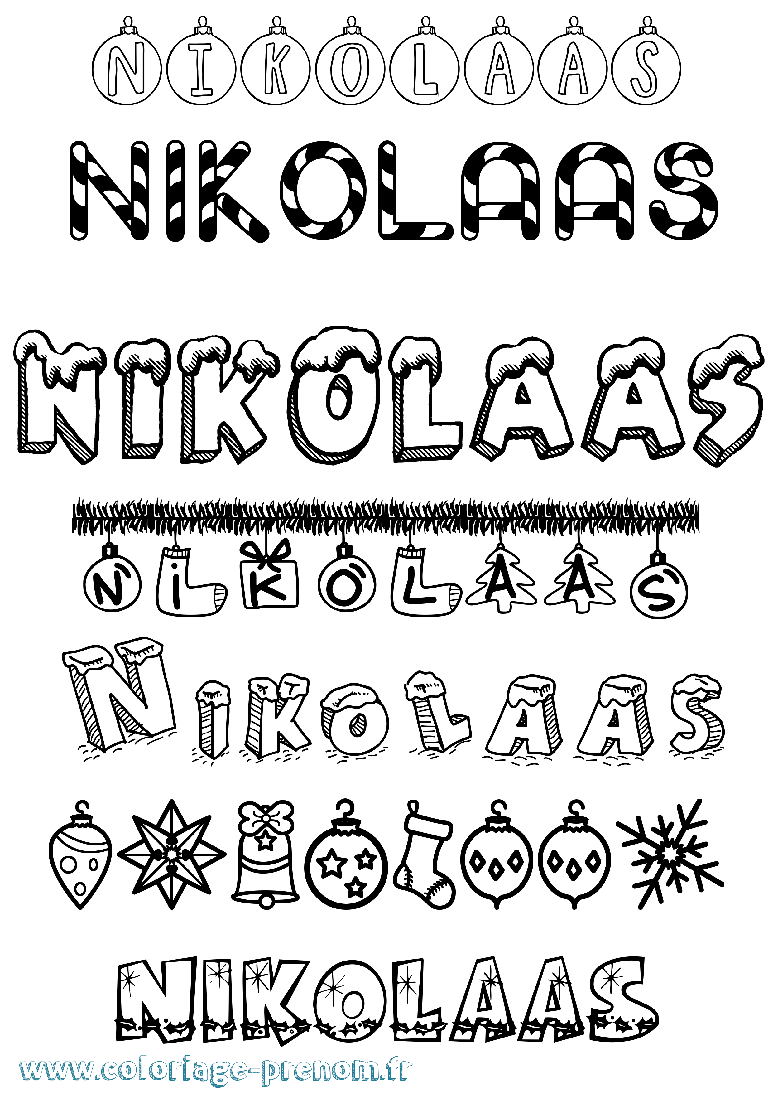 Coloriage Nikolaas Noël Coloriage prénom Nikolaas Noël