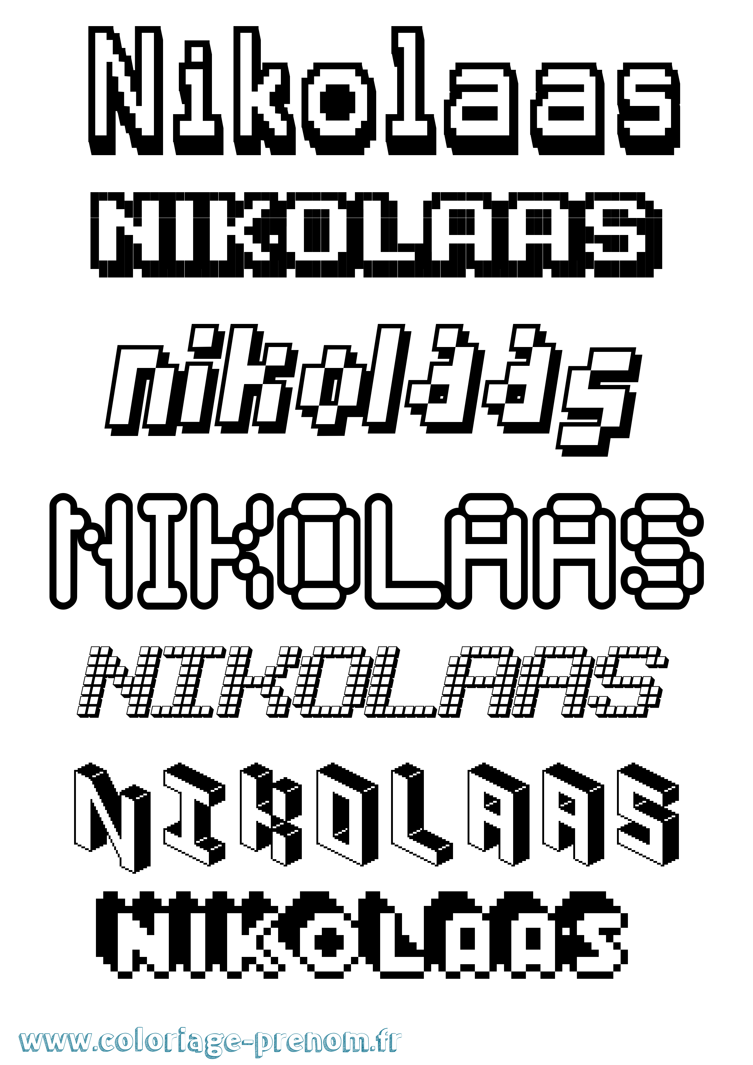 Coloriage Nikolaas Pixel Coloriage prénom Nikolaas Pixel