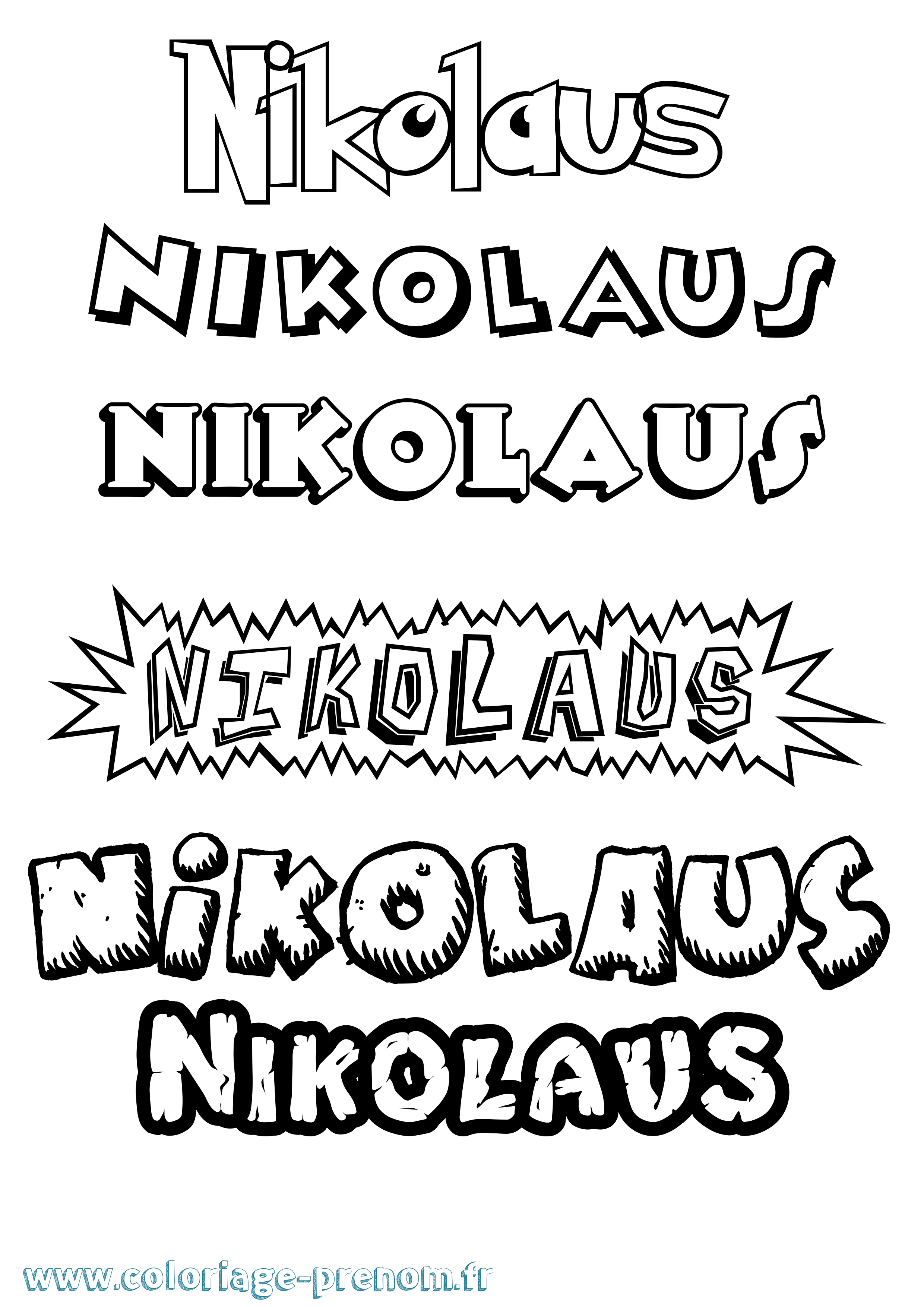 Coloriage Nikolaus Dessin Animé Coloriage prénom Nikolaus Dessin Animé