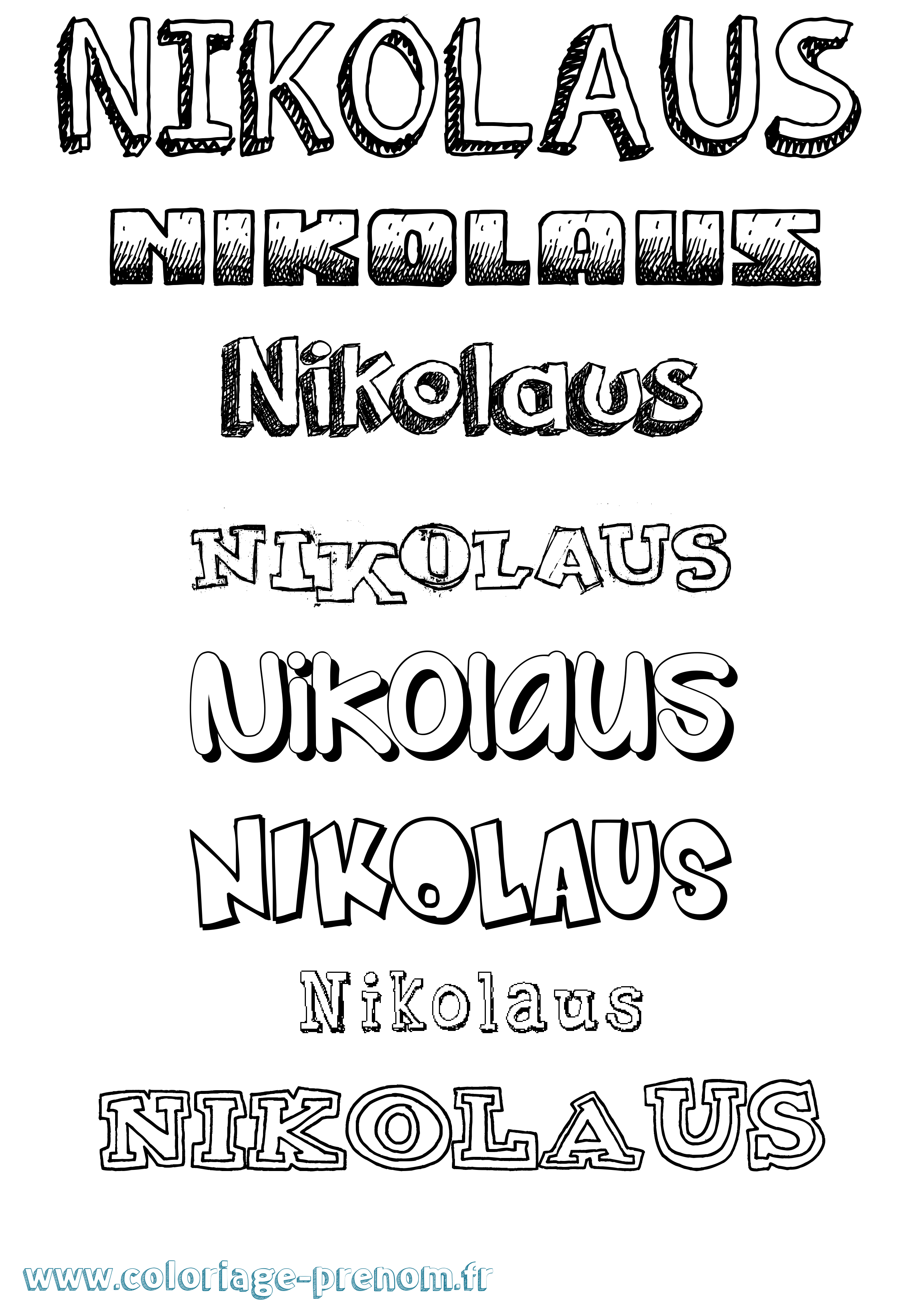 Coloriage Nikolaus Dessiné Coloriage prénom Nikolaus Dessiné