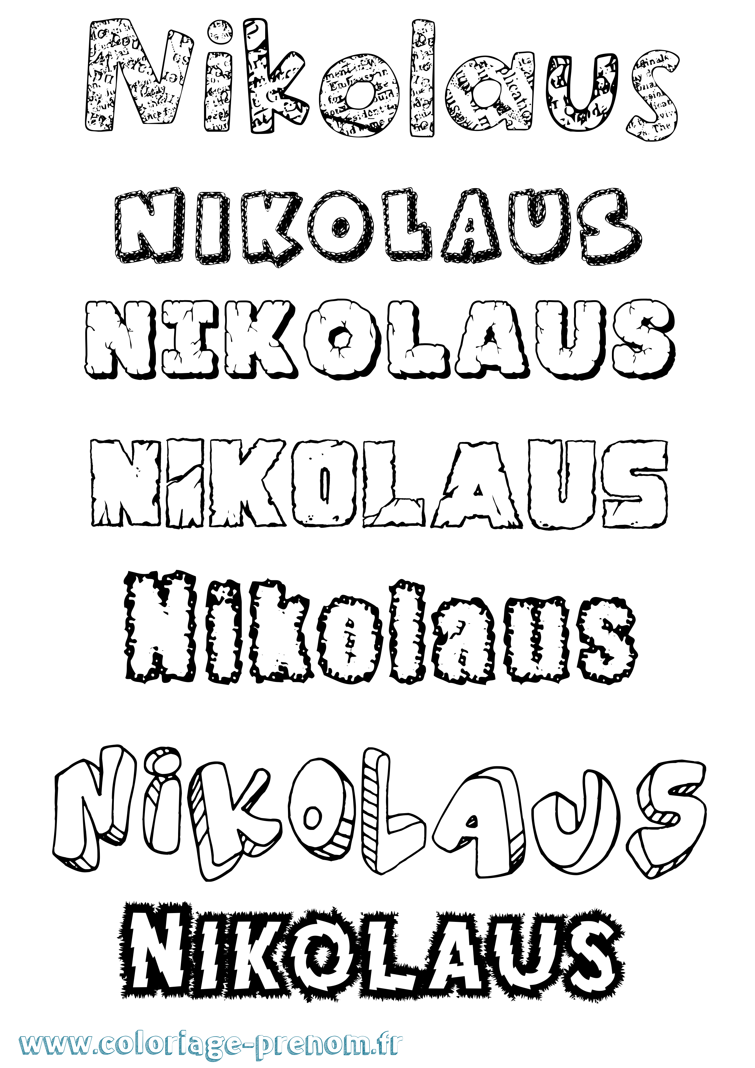 Coloriage Nikolaus Destructuré Coloriage prénom Nikolaus Destructuré