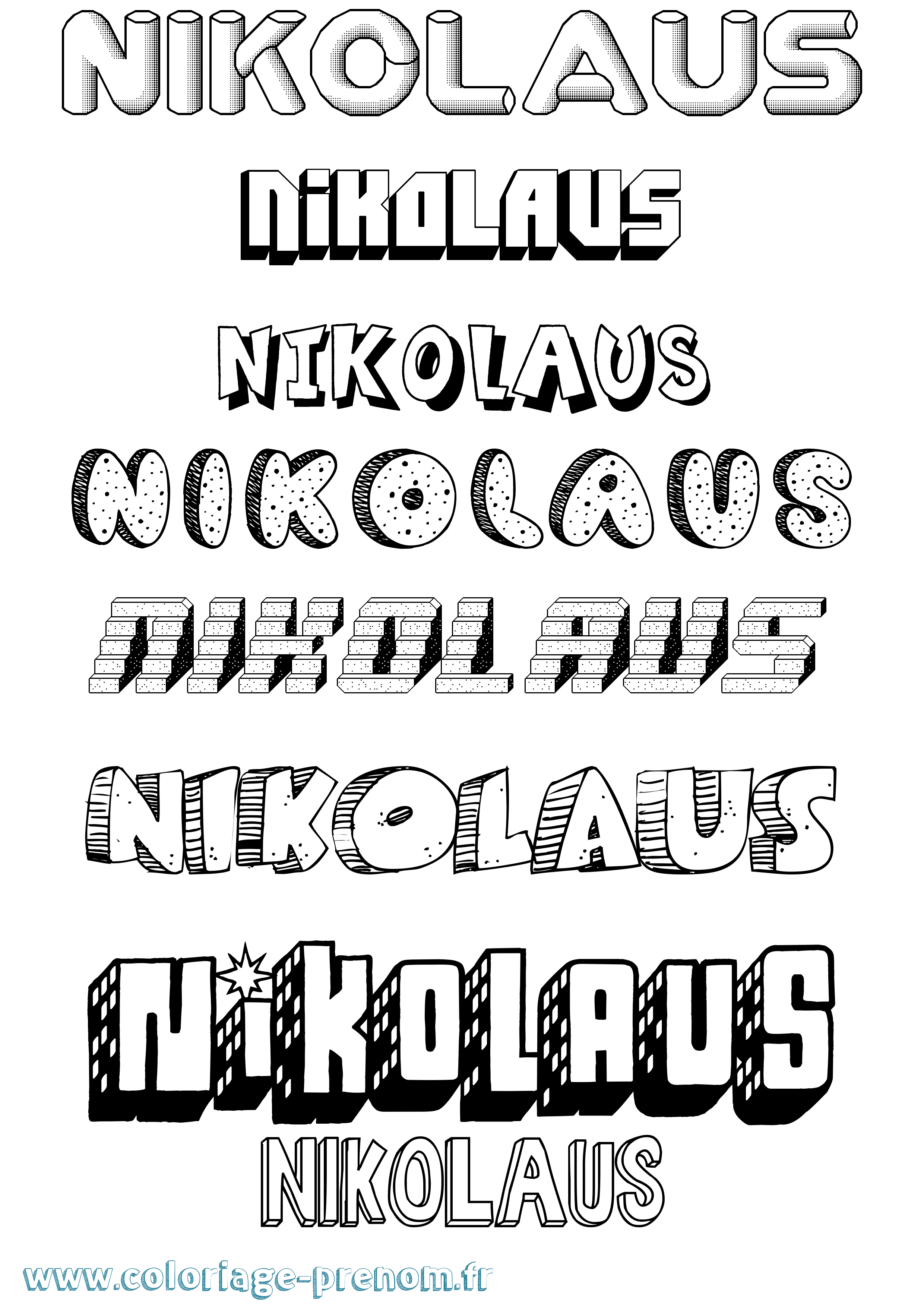 Coloriage Nikolaus Effet 3D Coloriage prénom Nikolaus Effet 3D