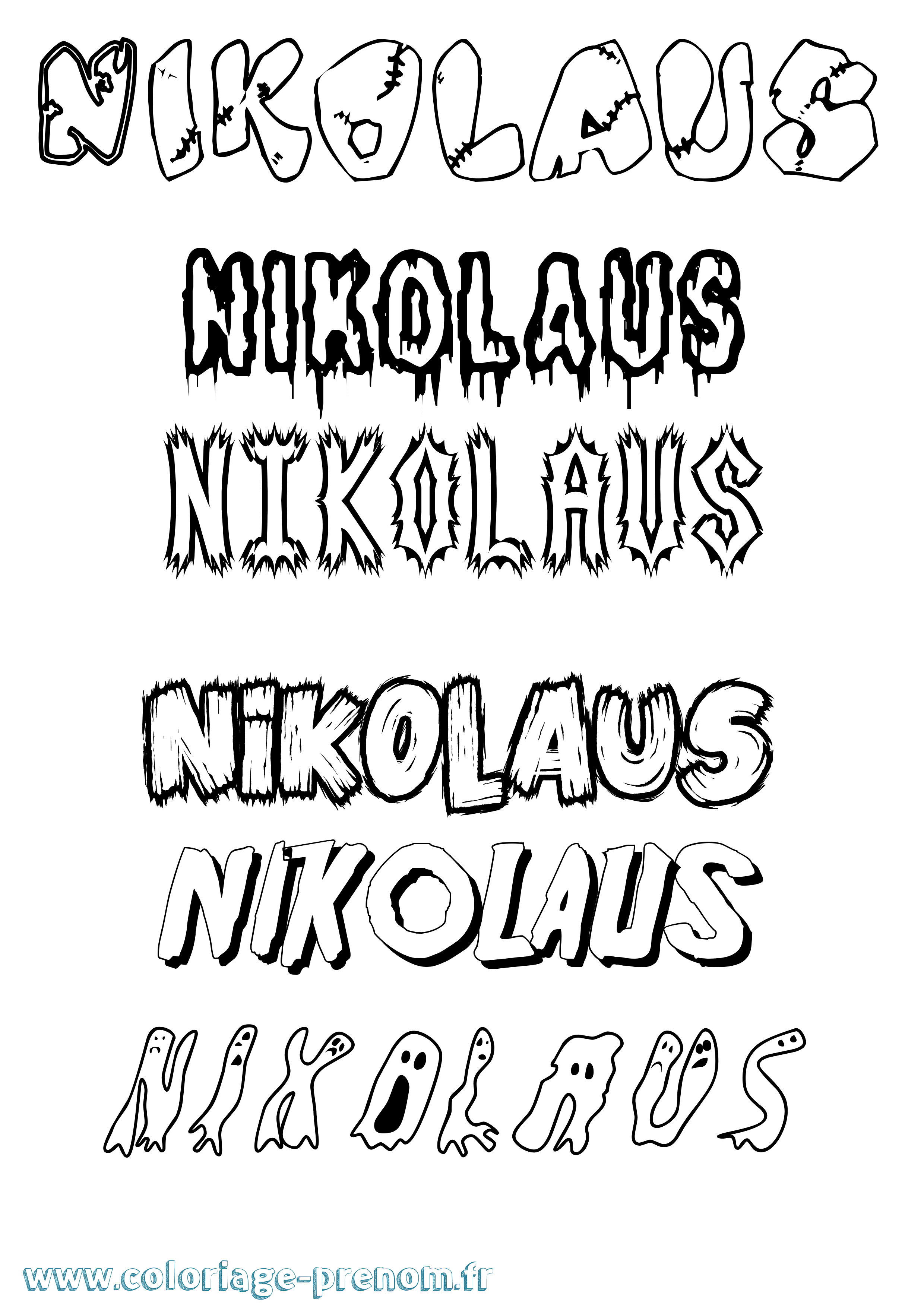 Coloriage Nikolaus Frisson Coloriage prénom Nikolaus Frisson