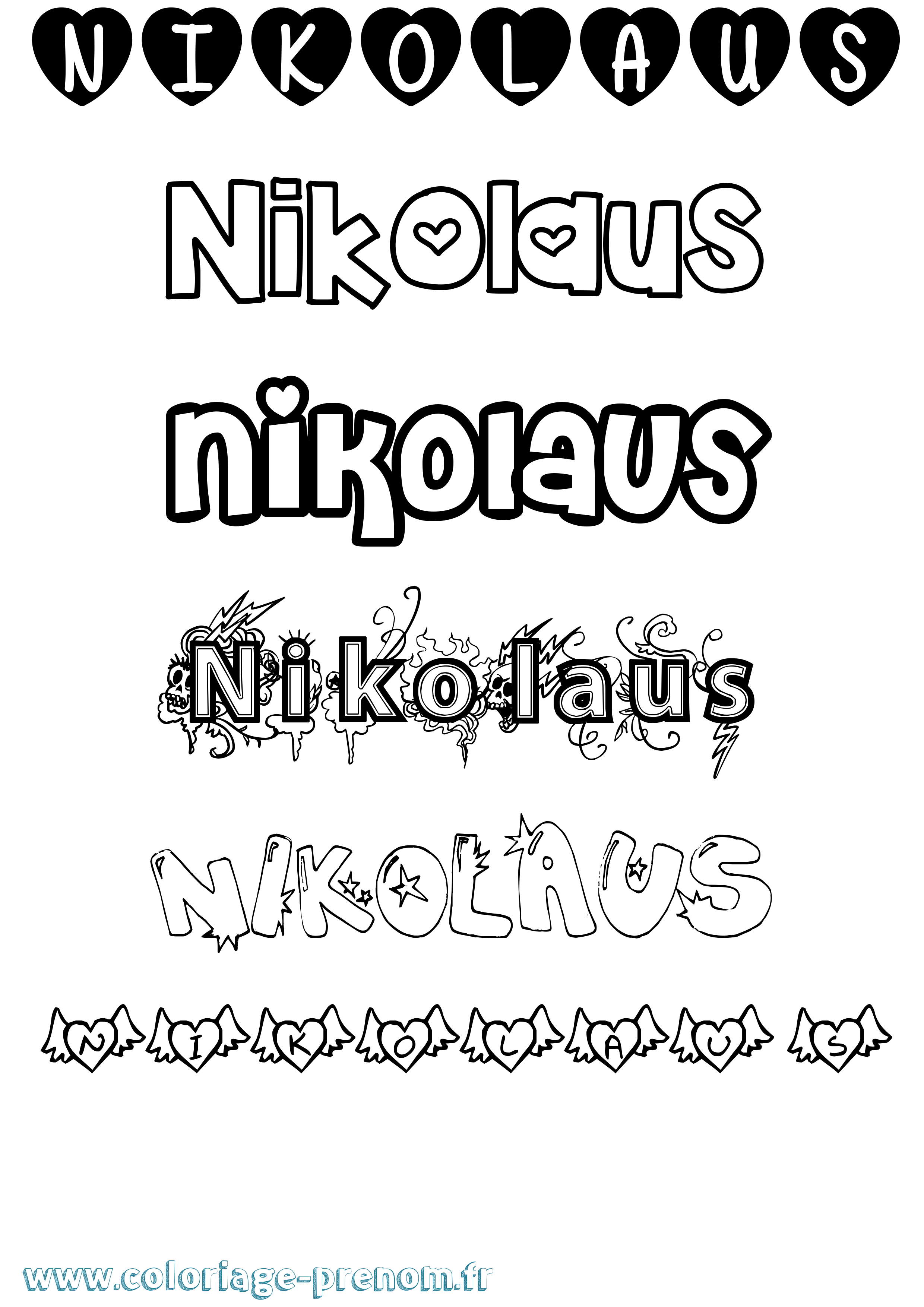 Coloriage Nikolaus Girly Coloriage prénom Nikolaus Girly
