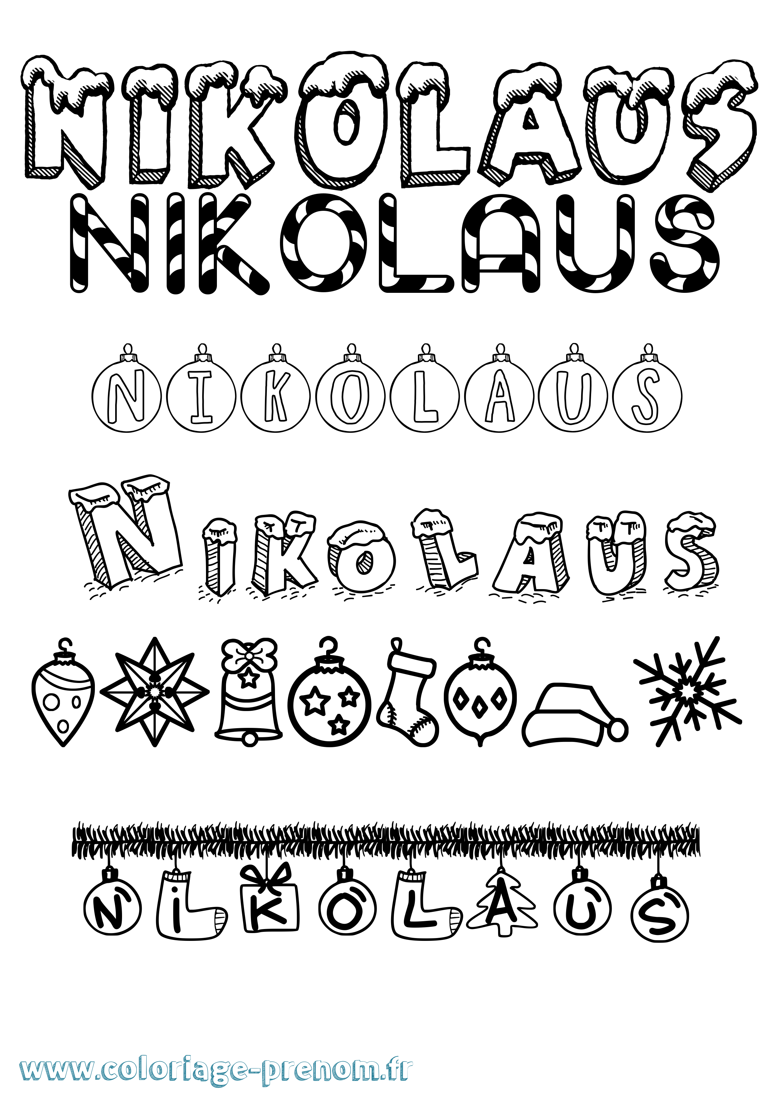 Coloriage Nikolaus Noël Coloriage prénom Nikolaus Noël