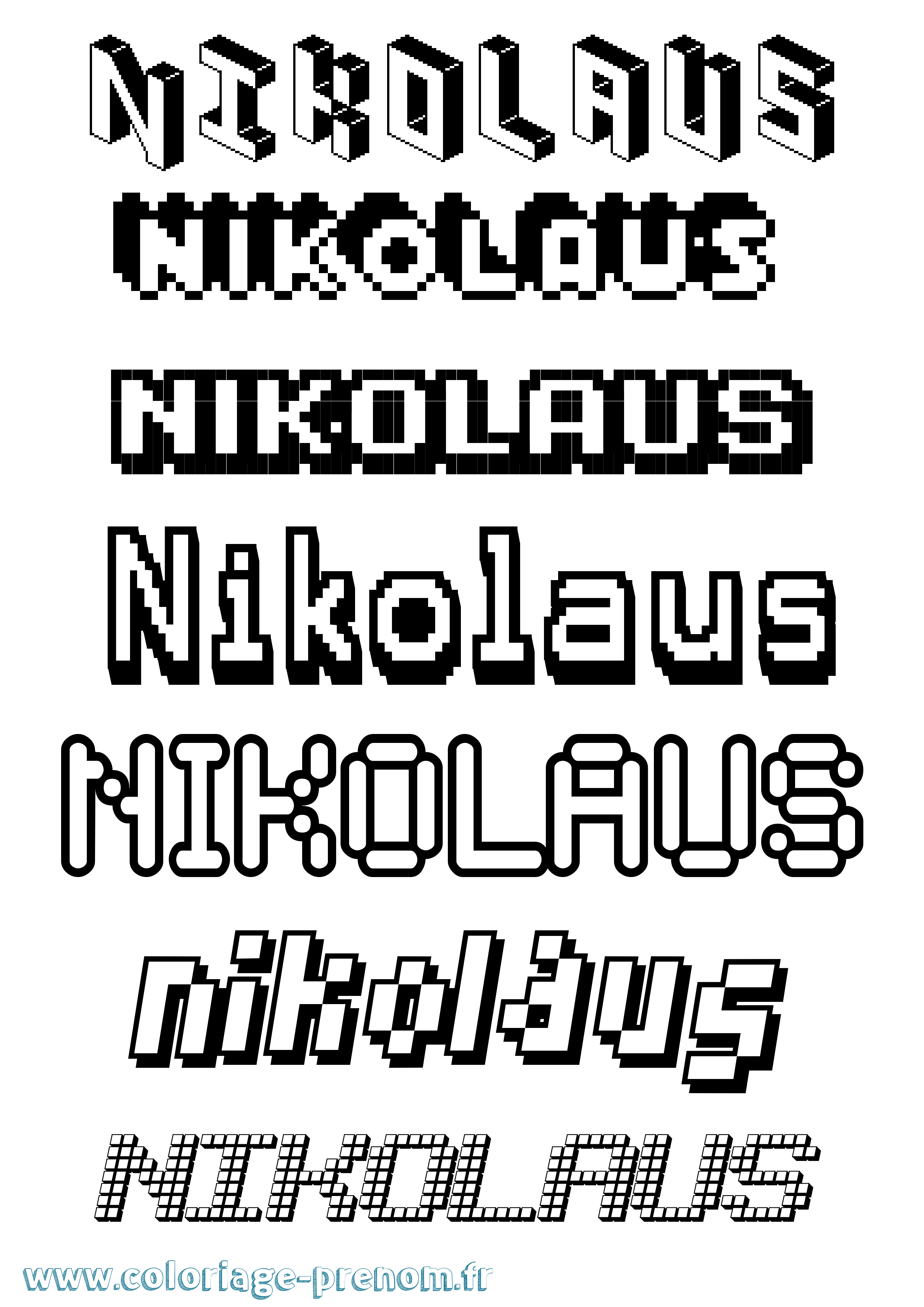 Coloriage Nikolaus Pixel Coloriage prénom Nikolaus Pixel