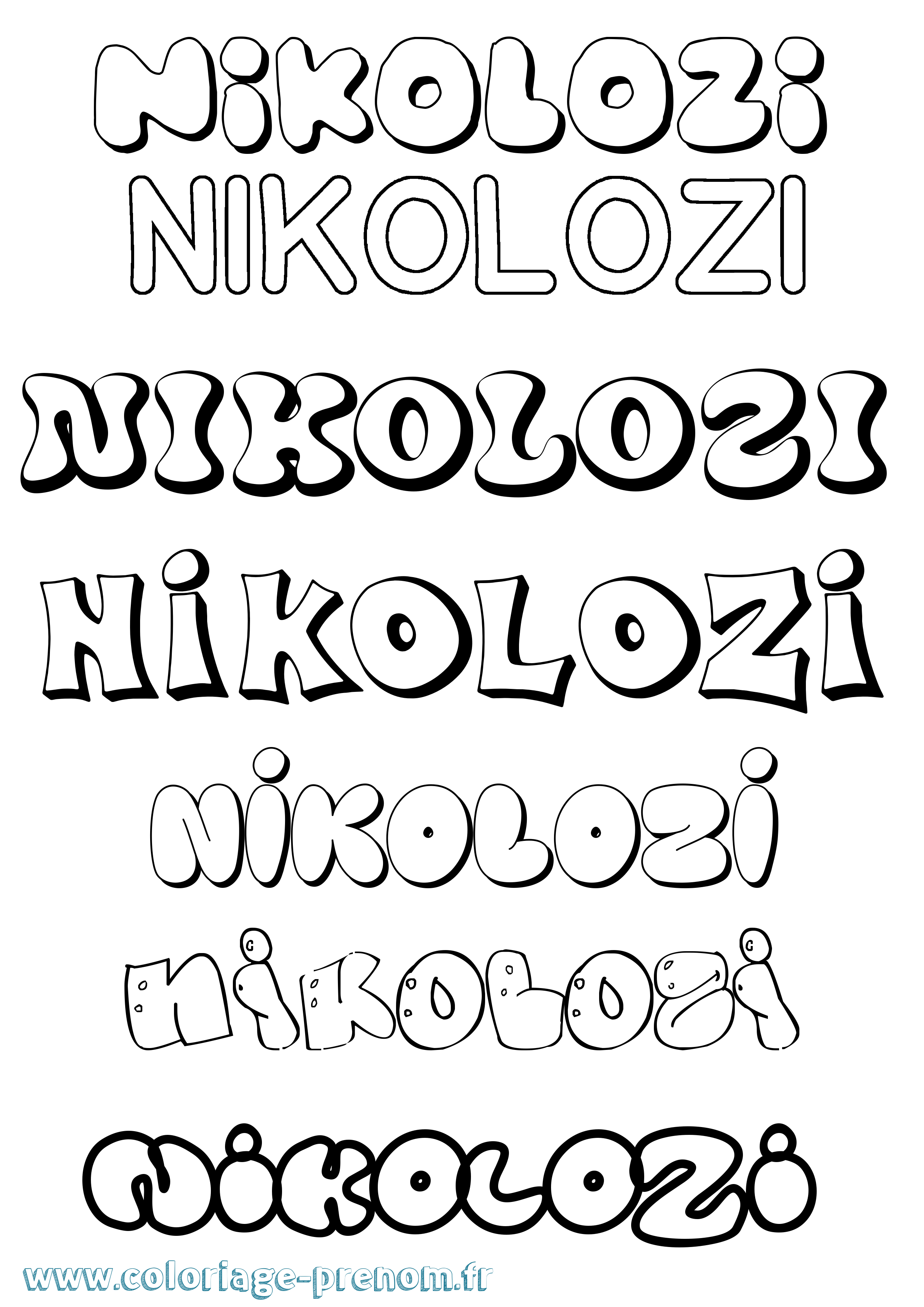 Coloriage Nikolozi Bubble Coloriage prénom Nikolozi Bubble