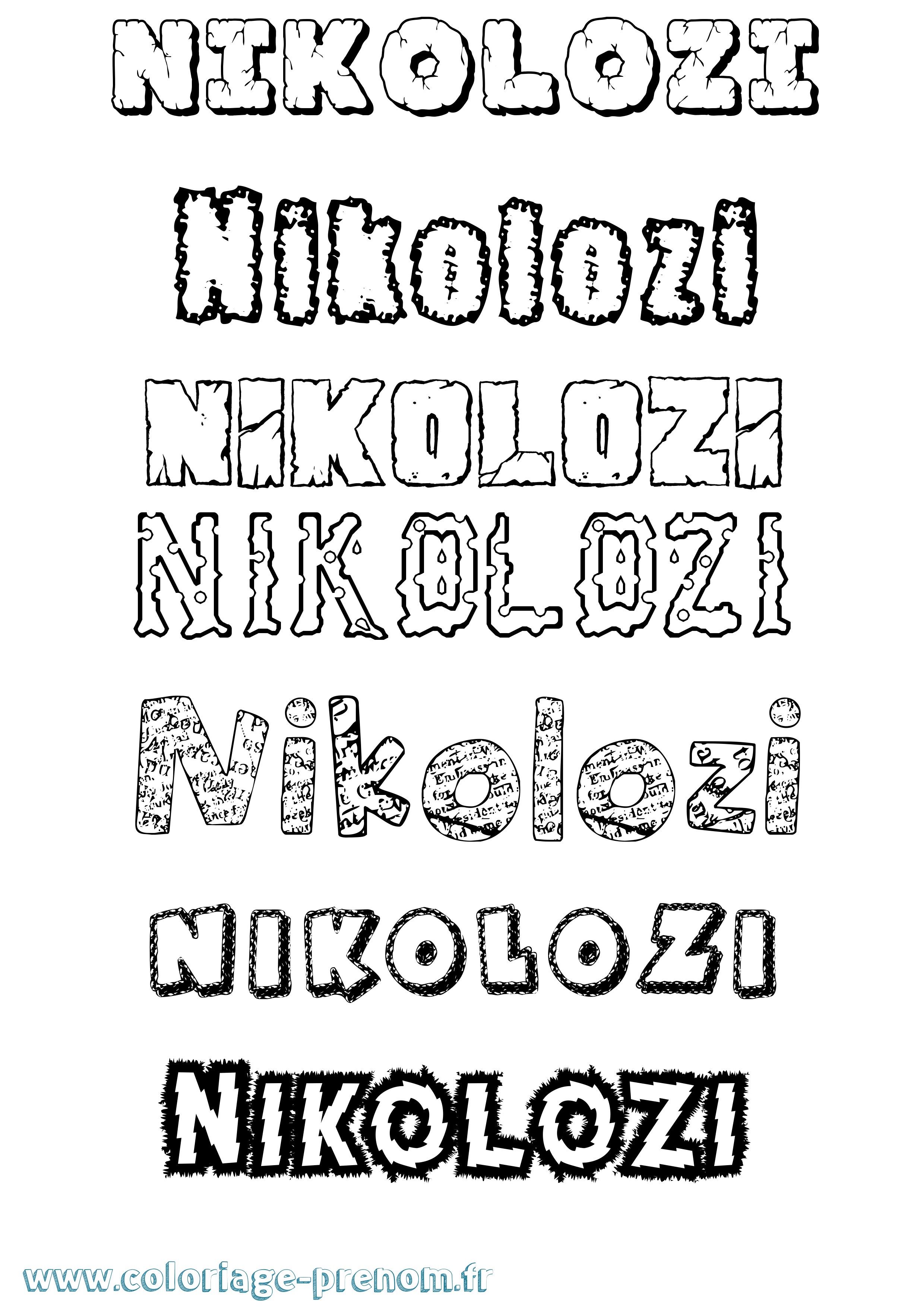Coloriage Nikolozi Destructuré Coloriage prénom Nikolozi Destructuré