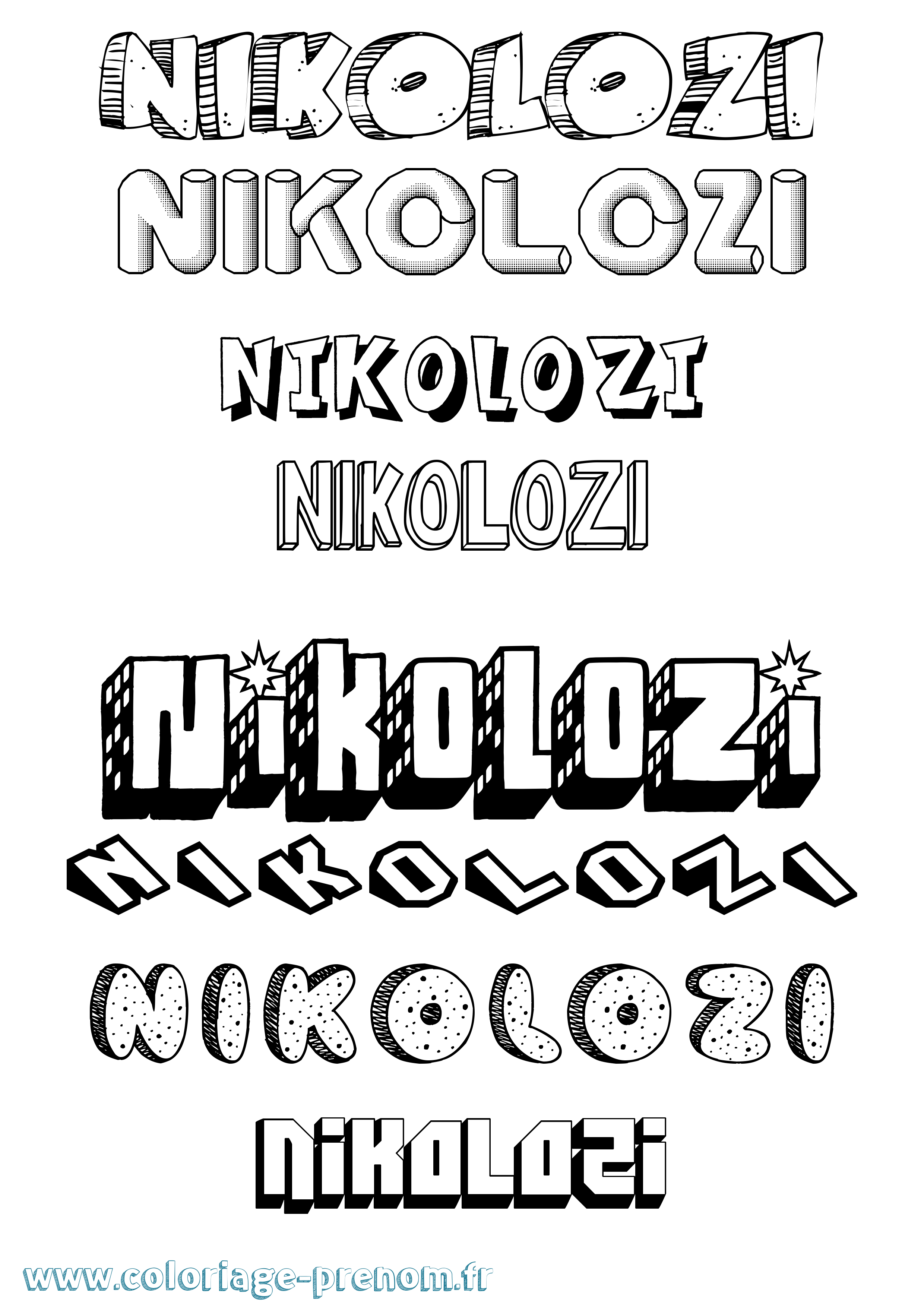 Coloriage Nikolozi Effet 3D Coloriage prénom Nikolozi Effet 3D