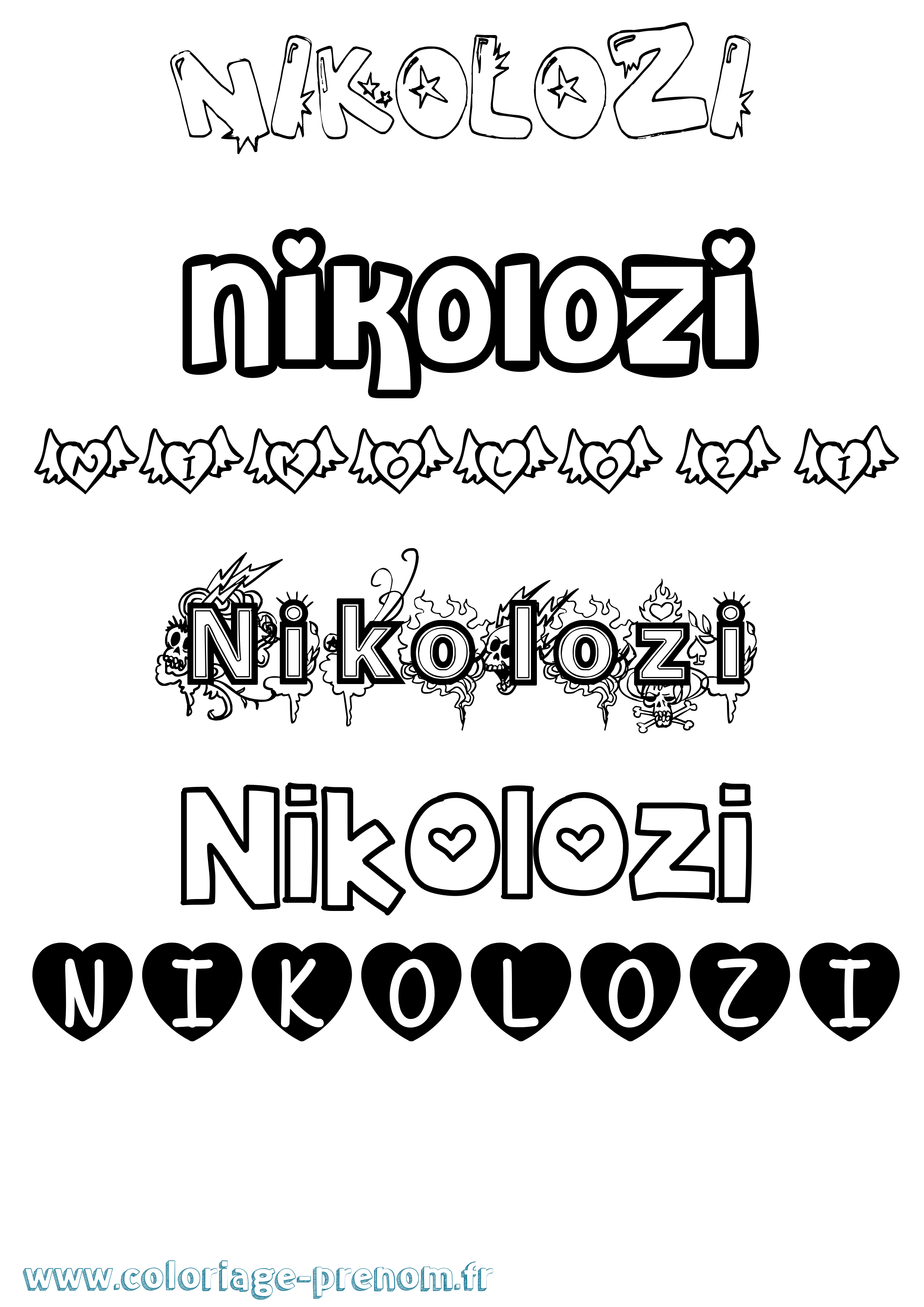 Coloriage Nikolozi Girly Coloriage prénom Nikolozi Girly