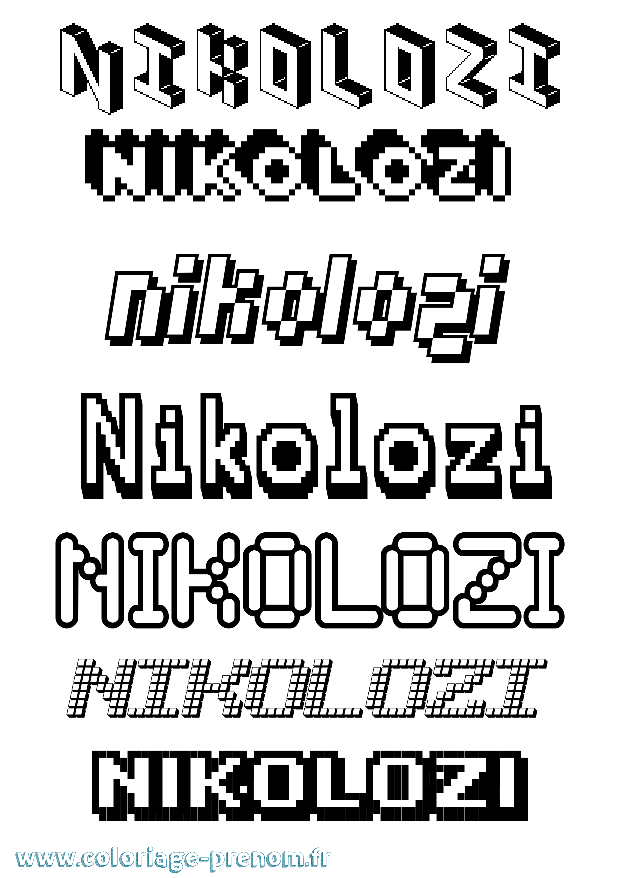 Coloriage Nikolozi Pixel Coloriage prénom Nikolozi Pixel