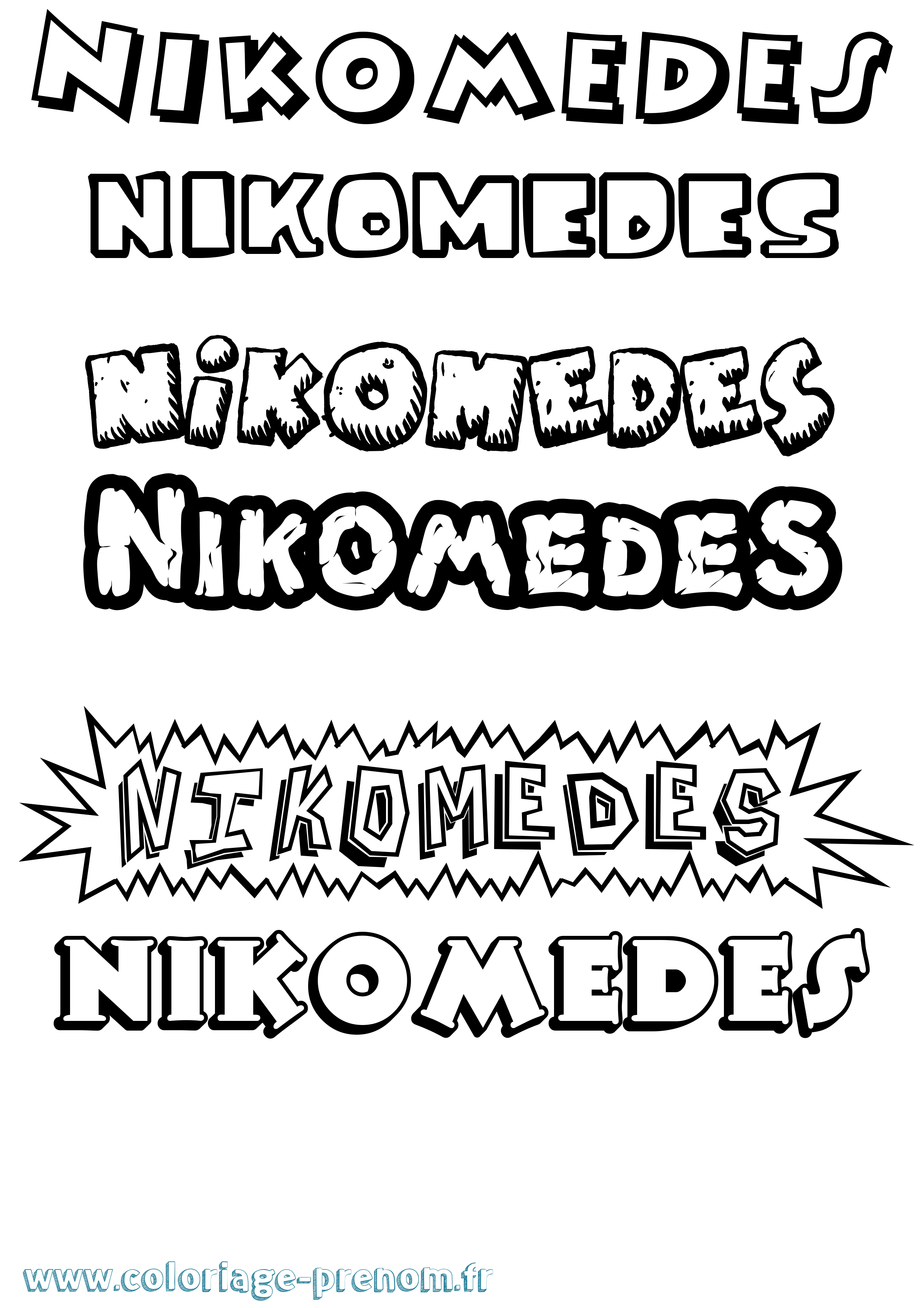 Coloriage Nikomedes Dessin Animé Coloriage prénom Nikomedes Dessin Animé