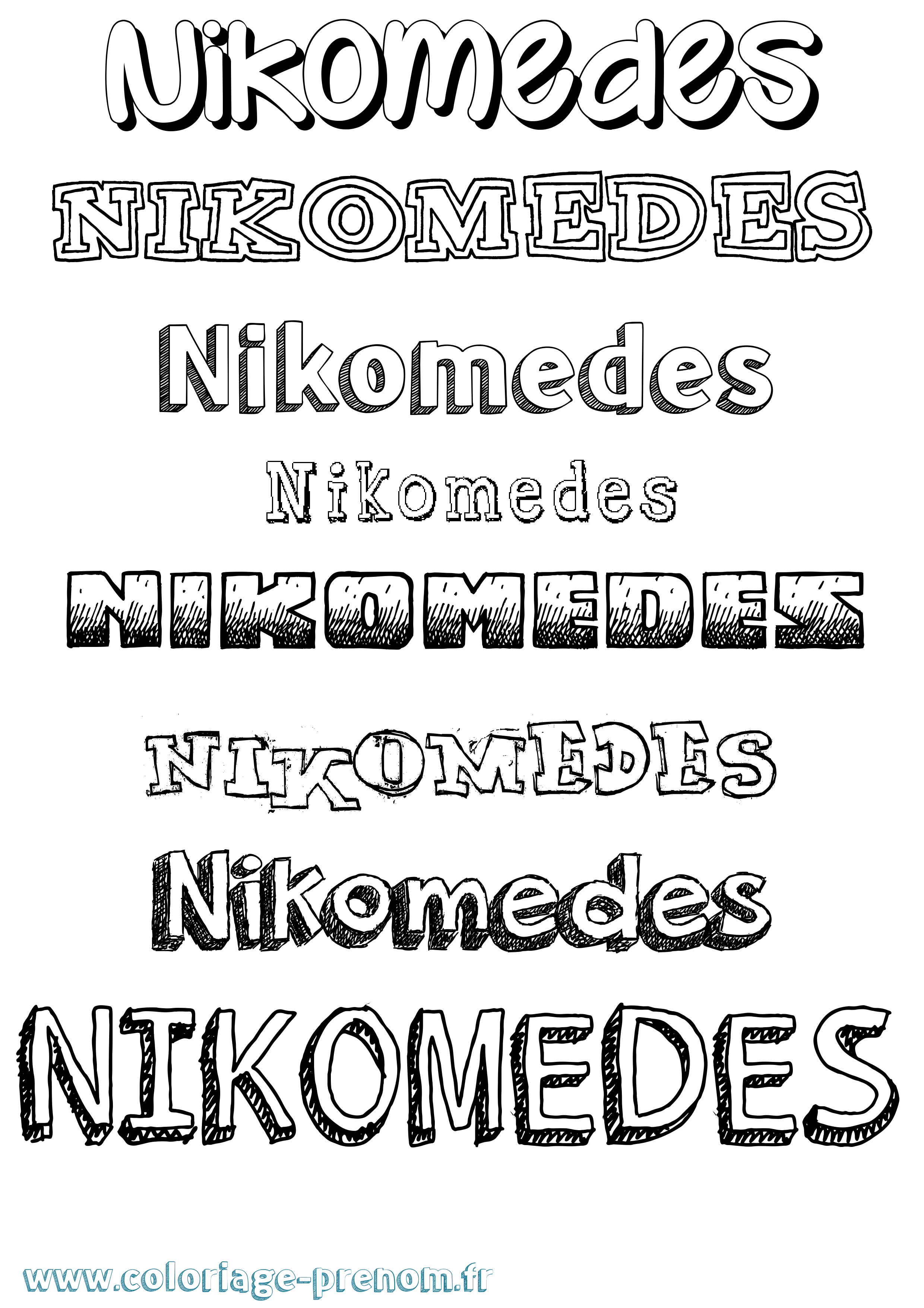 Coloriage Nikomedes Dessiné Coloriage prénom Nikomedes Dessiné