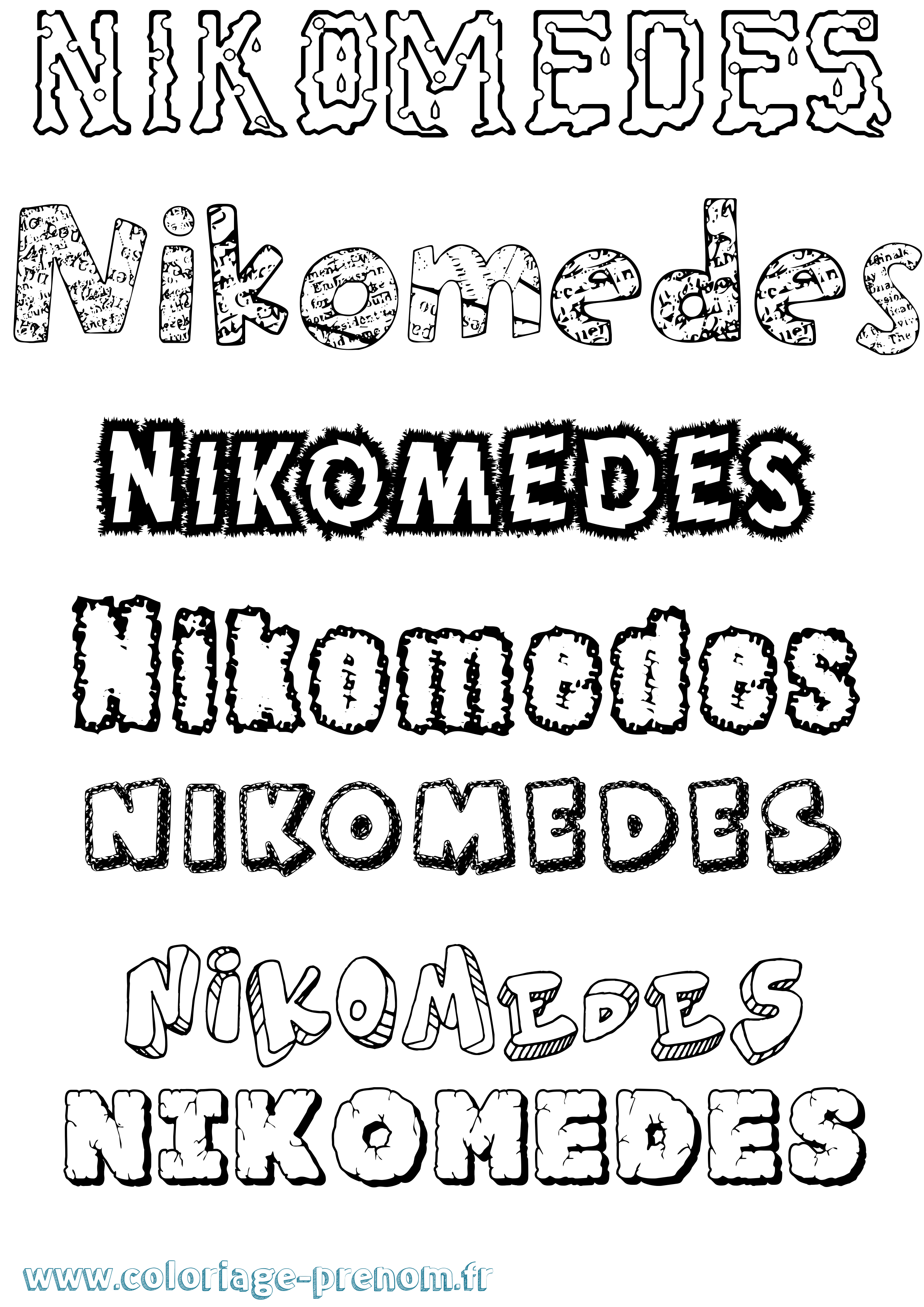 Coloriage Nikomedes Destructuré Coloriage prénom Nikomedes Destructuré