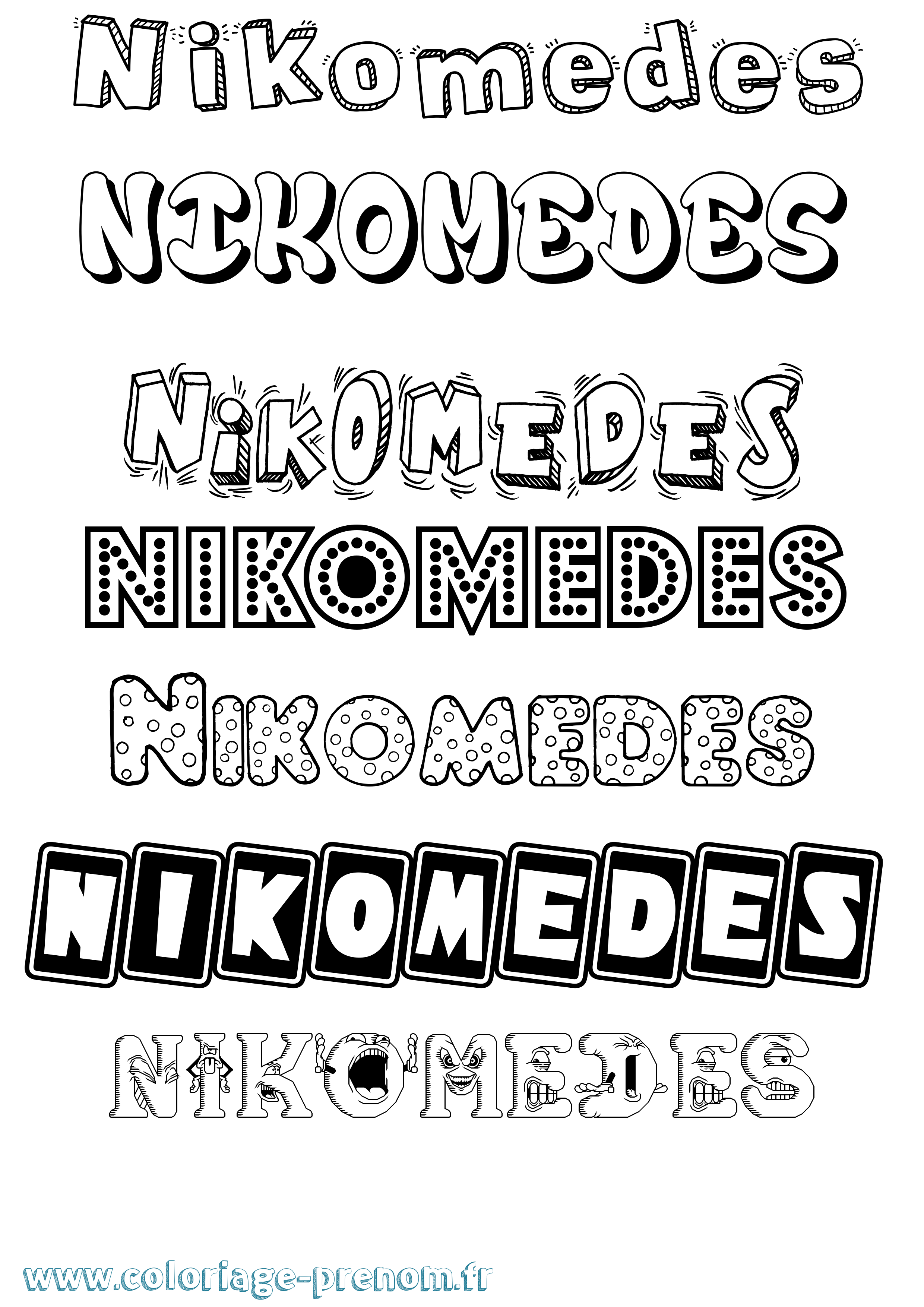 Coloriage Nikomedes Fun Coloriage prénom Nikomedes Fun