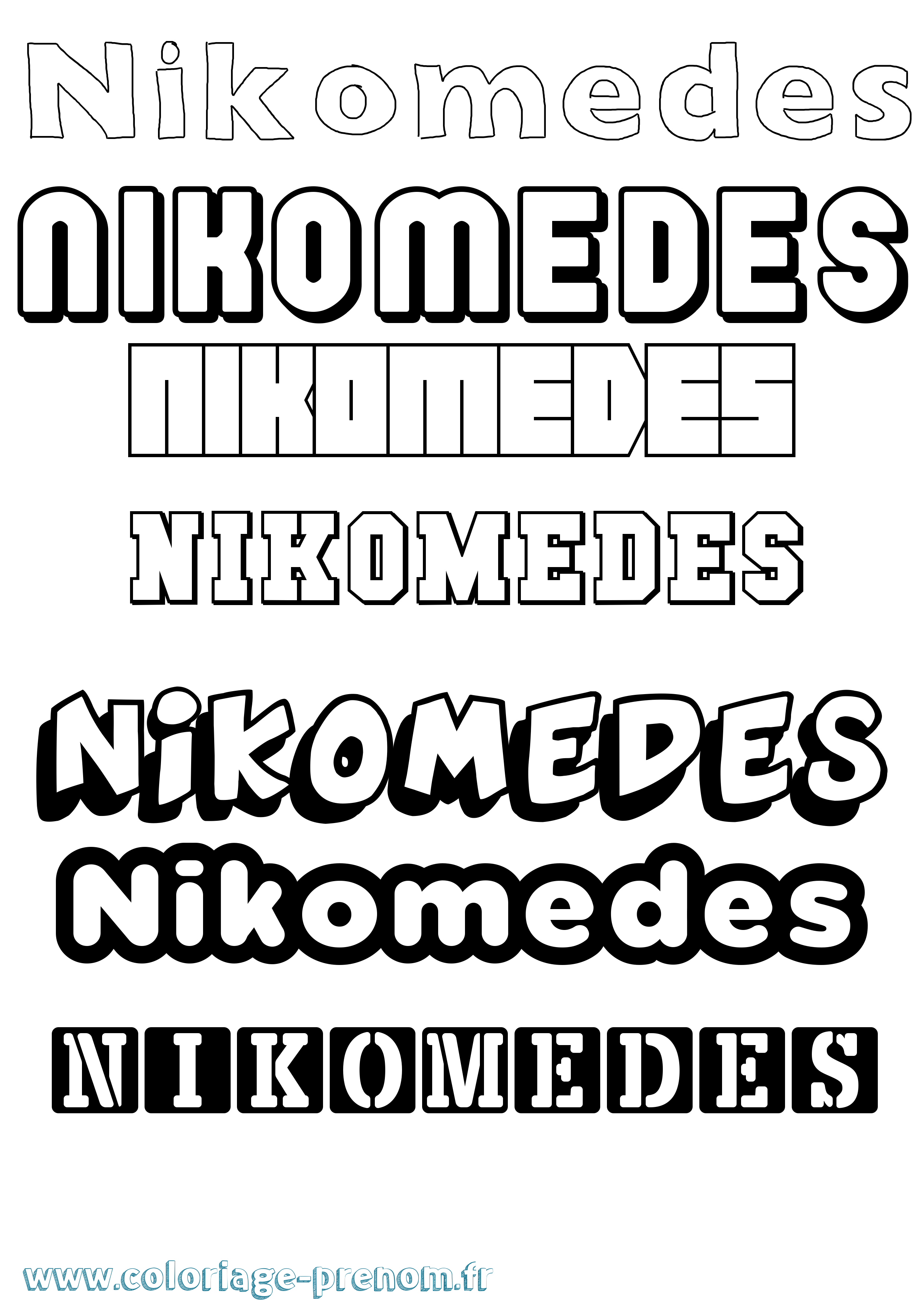 Coloriage Nikomedes Simple Coloriage prénom Nikomedes Simple