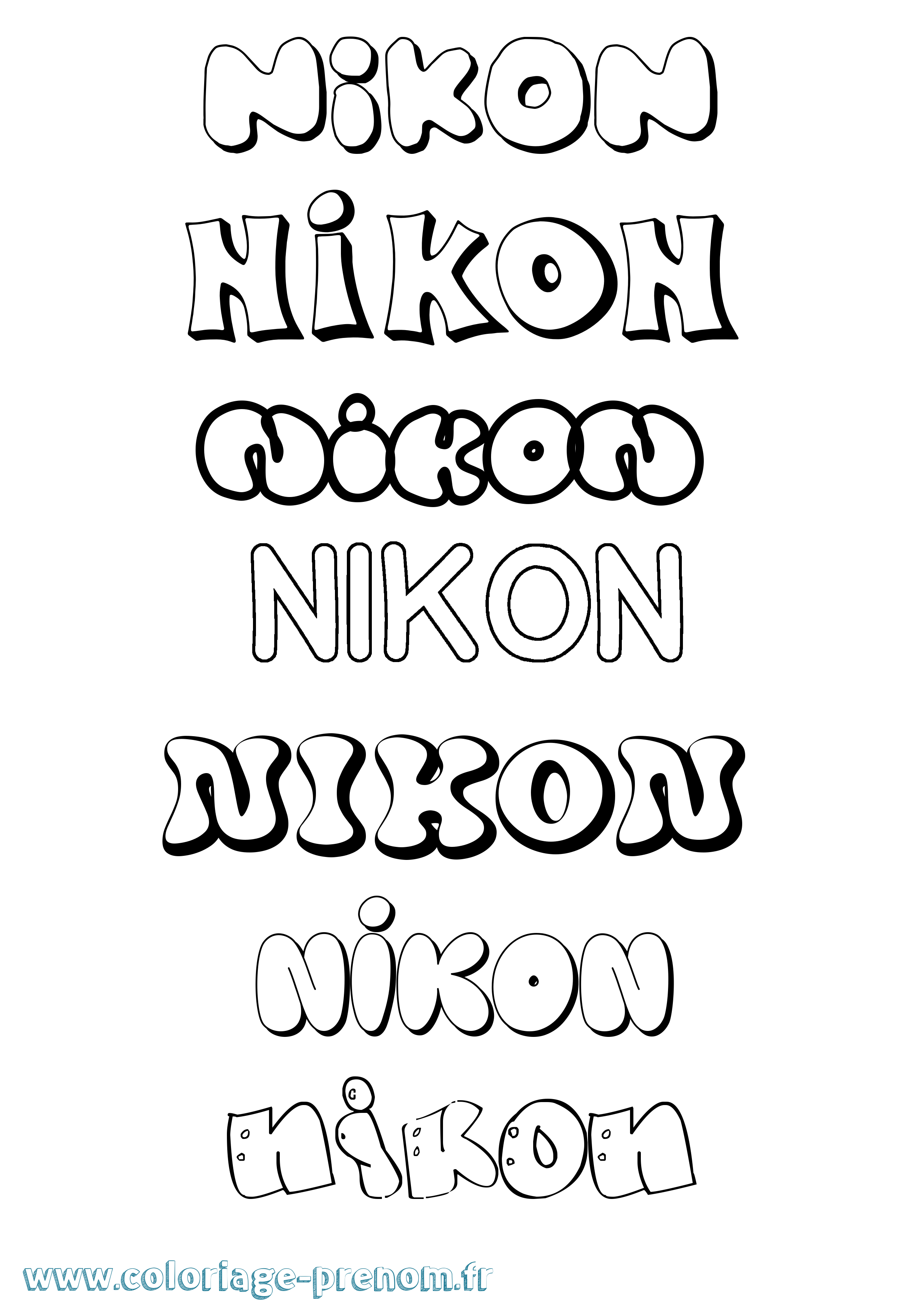Coloriage Nikon Bubble Coloriage prénom Nikon Bubble