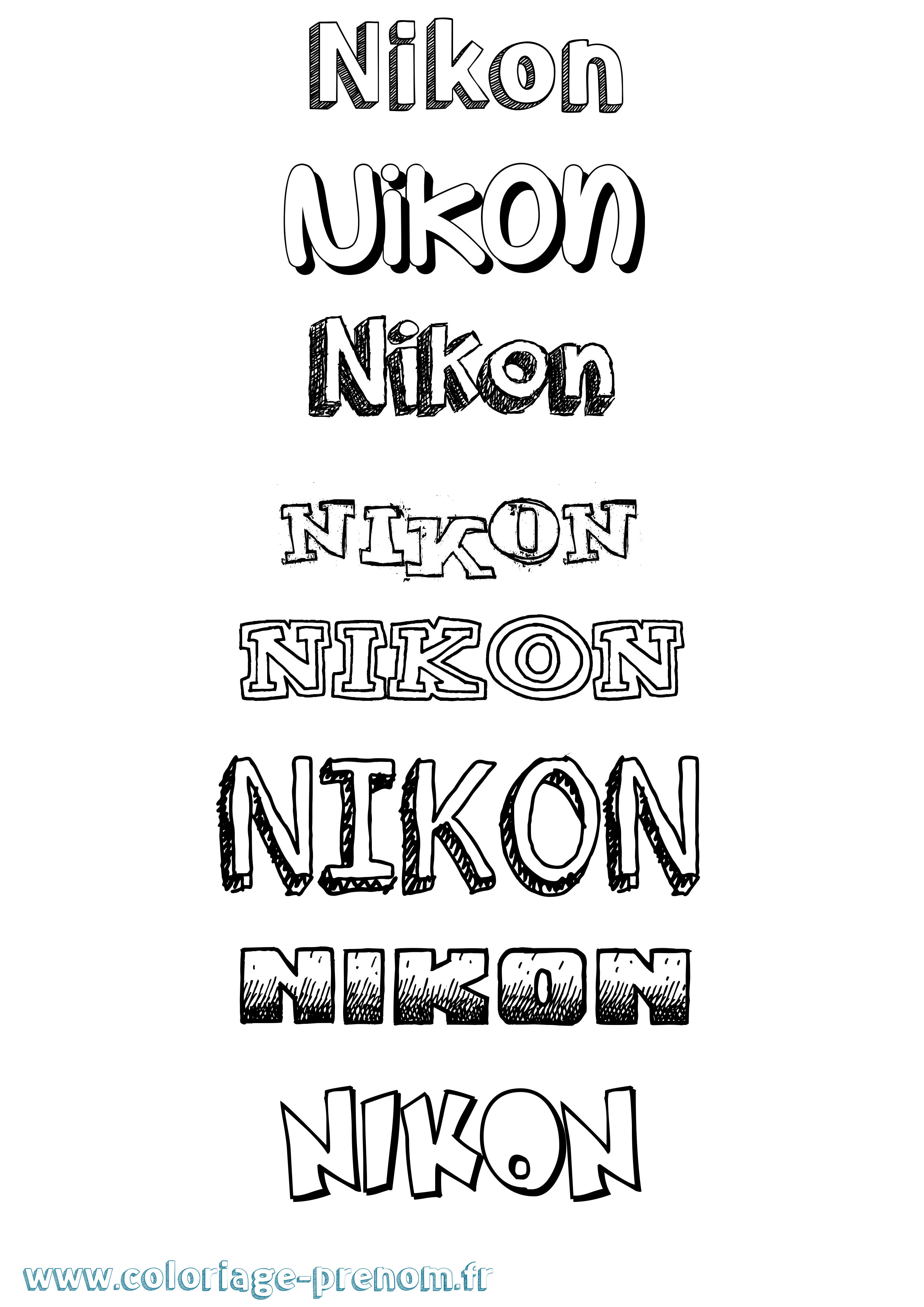 Coloriage Nikon Dessiné Coloriage prénom Nikon Dessiné