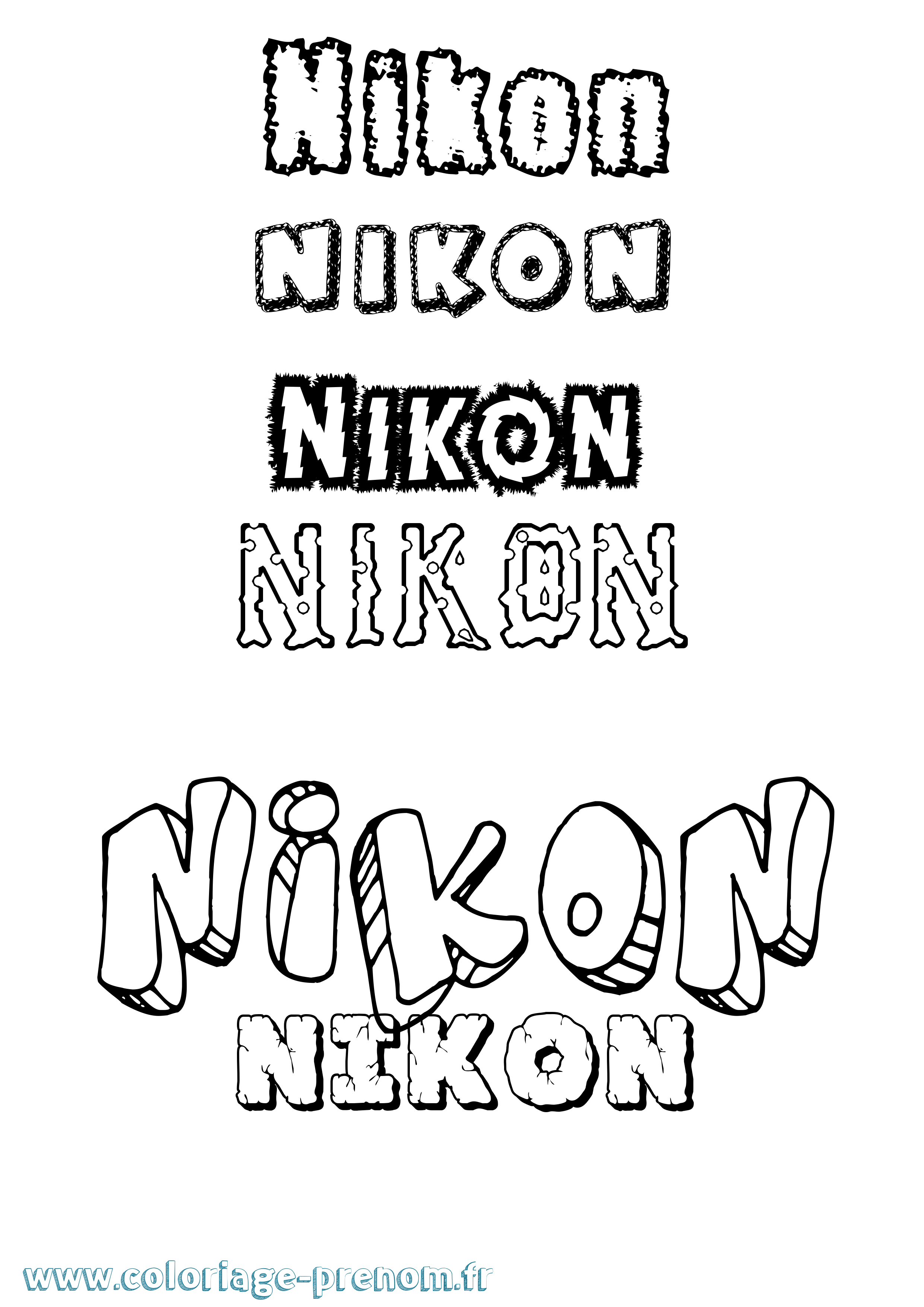 Coloriage Nikon Destructuré Coloriage prénom Nikon Destructuré