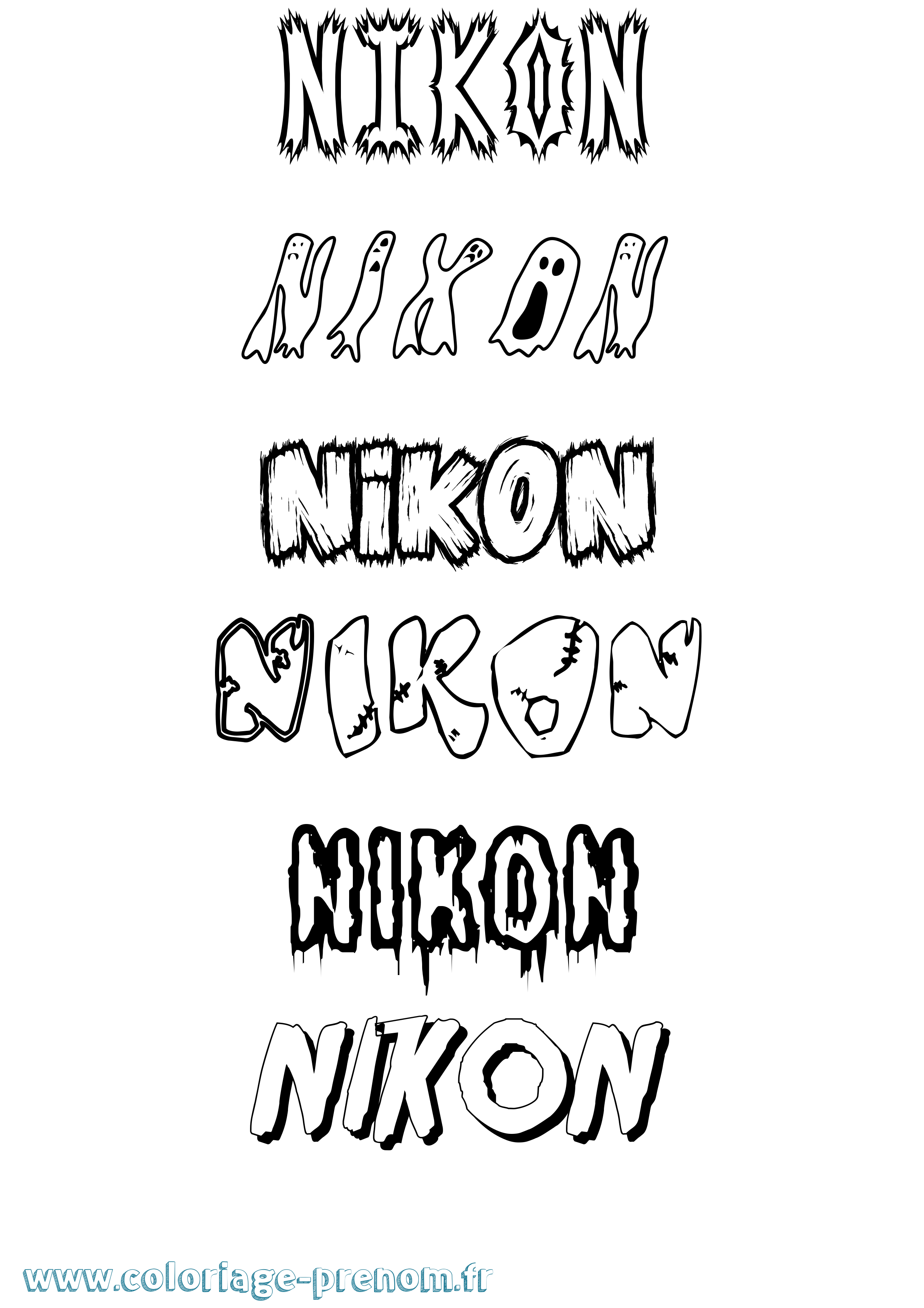 Coloriage Nikon Frisson Coloriage prénom Nikon Frisson