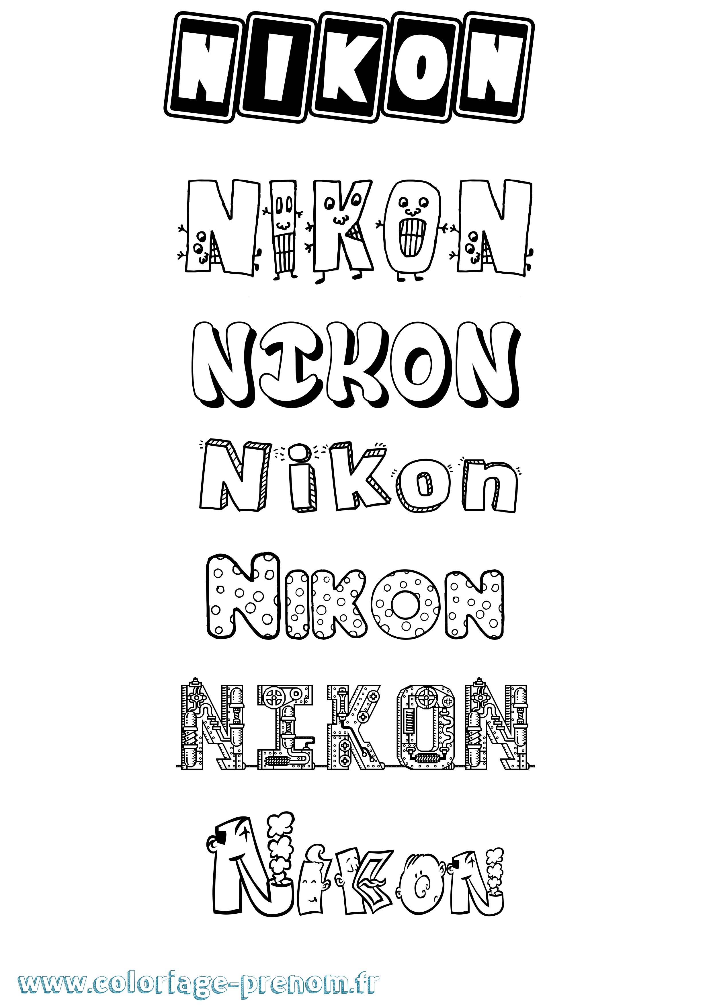 Coloriage Nikon Fun Coloriage prénom Nikon Fun