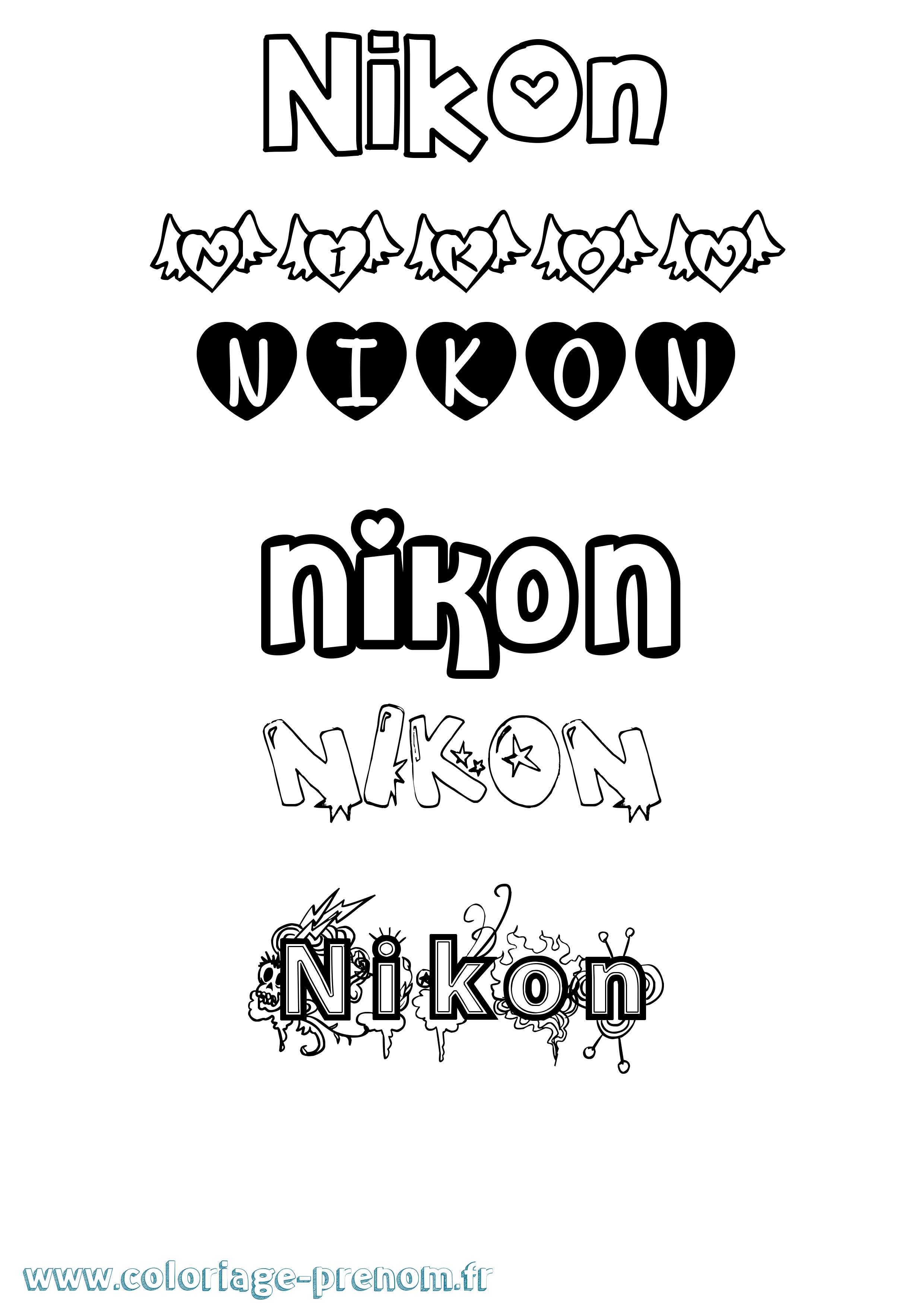 Coloriage Nikon Girly Coloriage prénom Nikon Girly