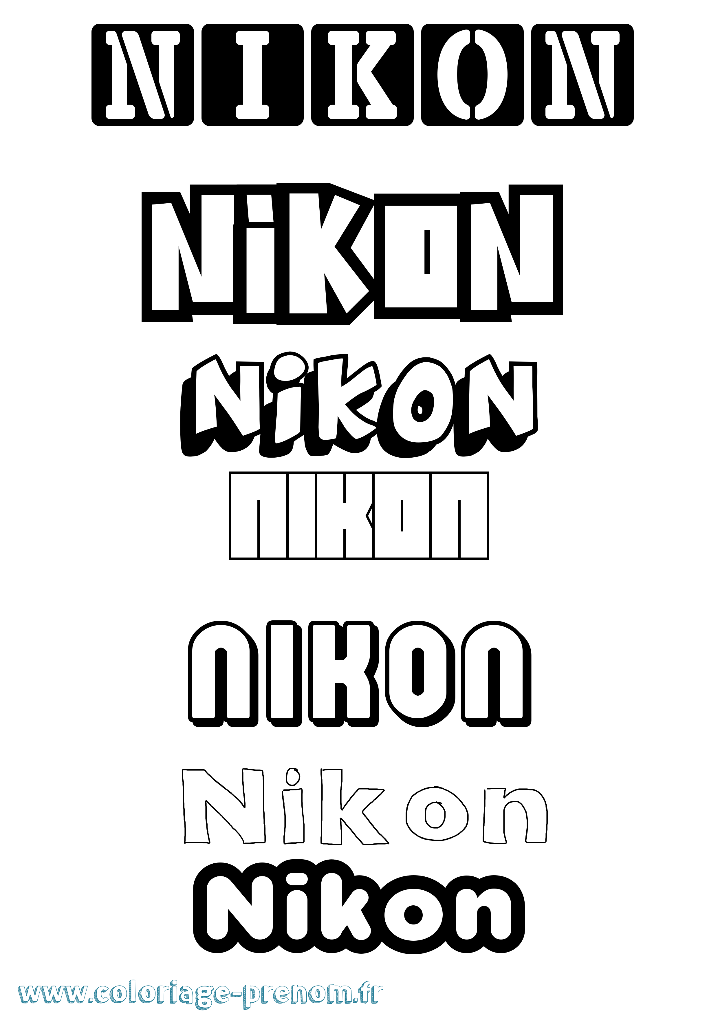 Coloriage Nikon Simple Coloriage prénom Nikon Simple