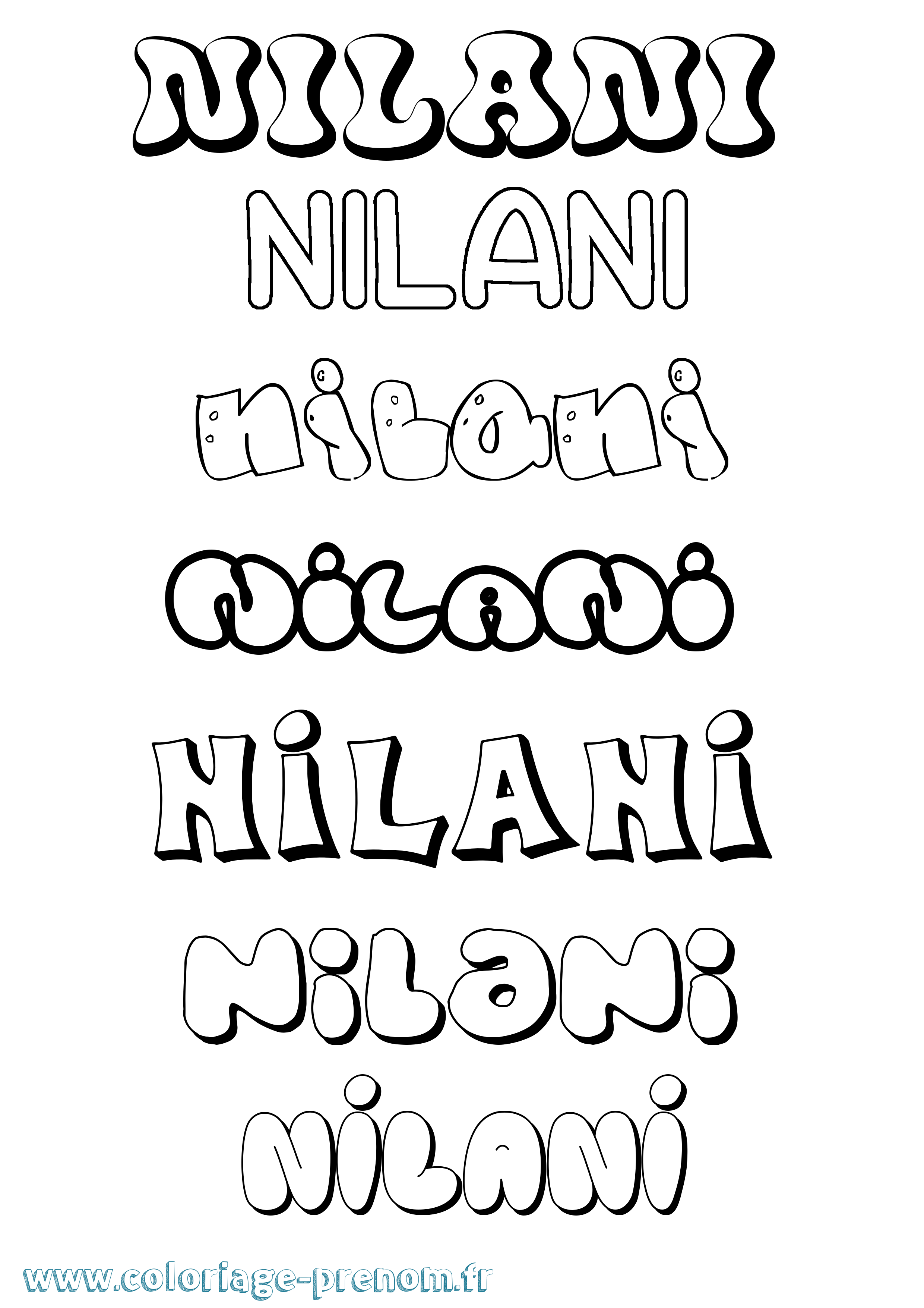 Coloriage Nilani Bubble Coloriage prénom Nilani Bubble