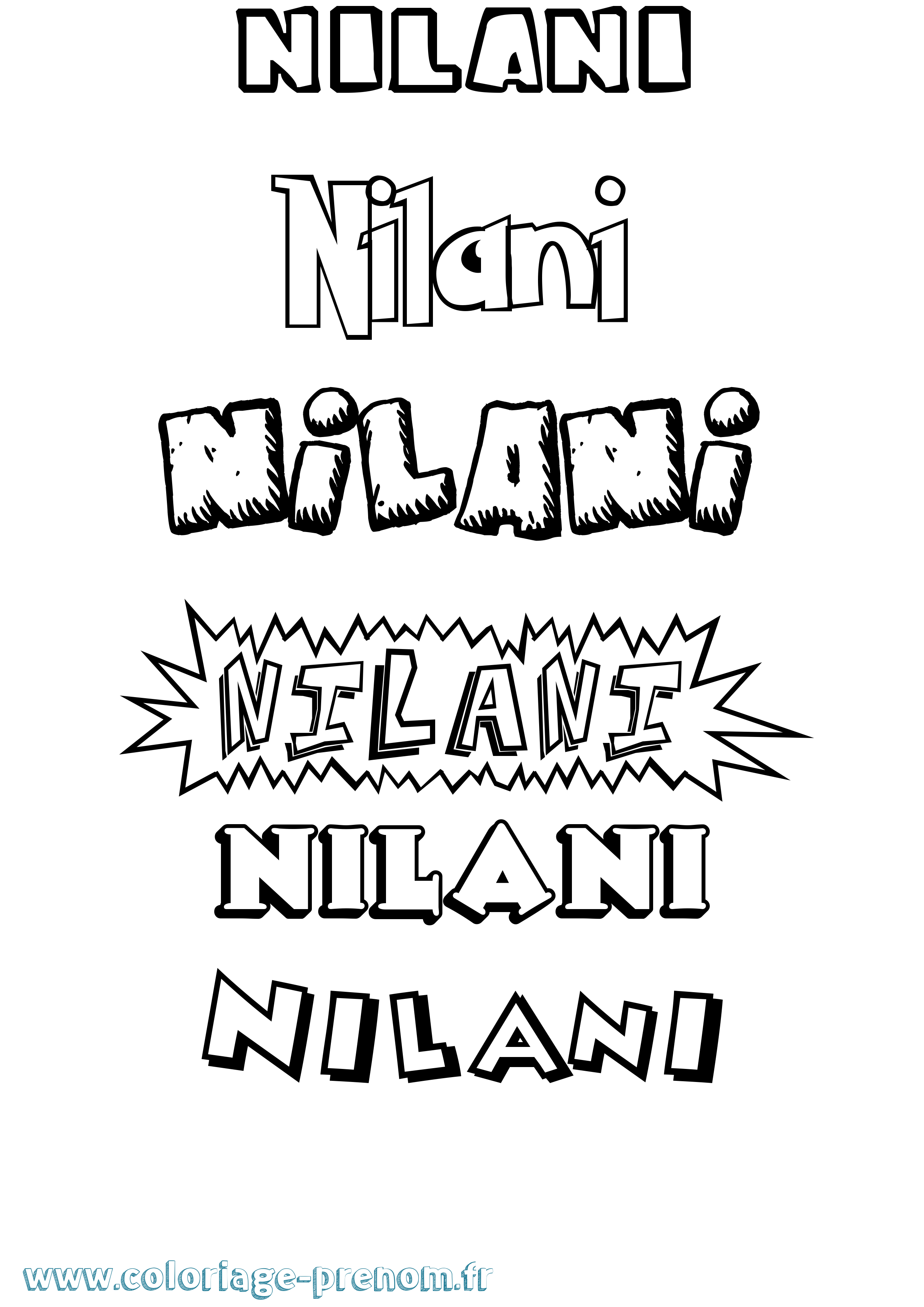 Coloriage Nilani Dessin Animé Coloriage prénom Nilani Dessin Animé