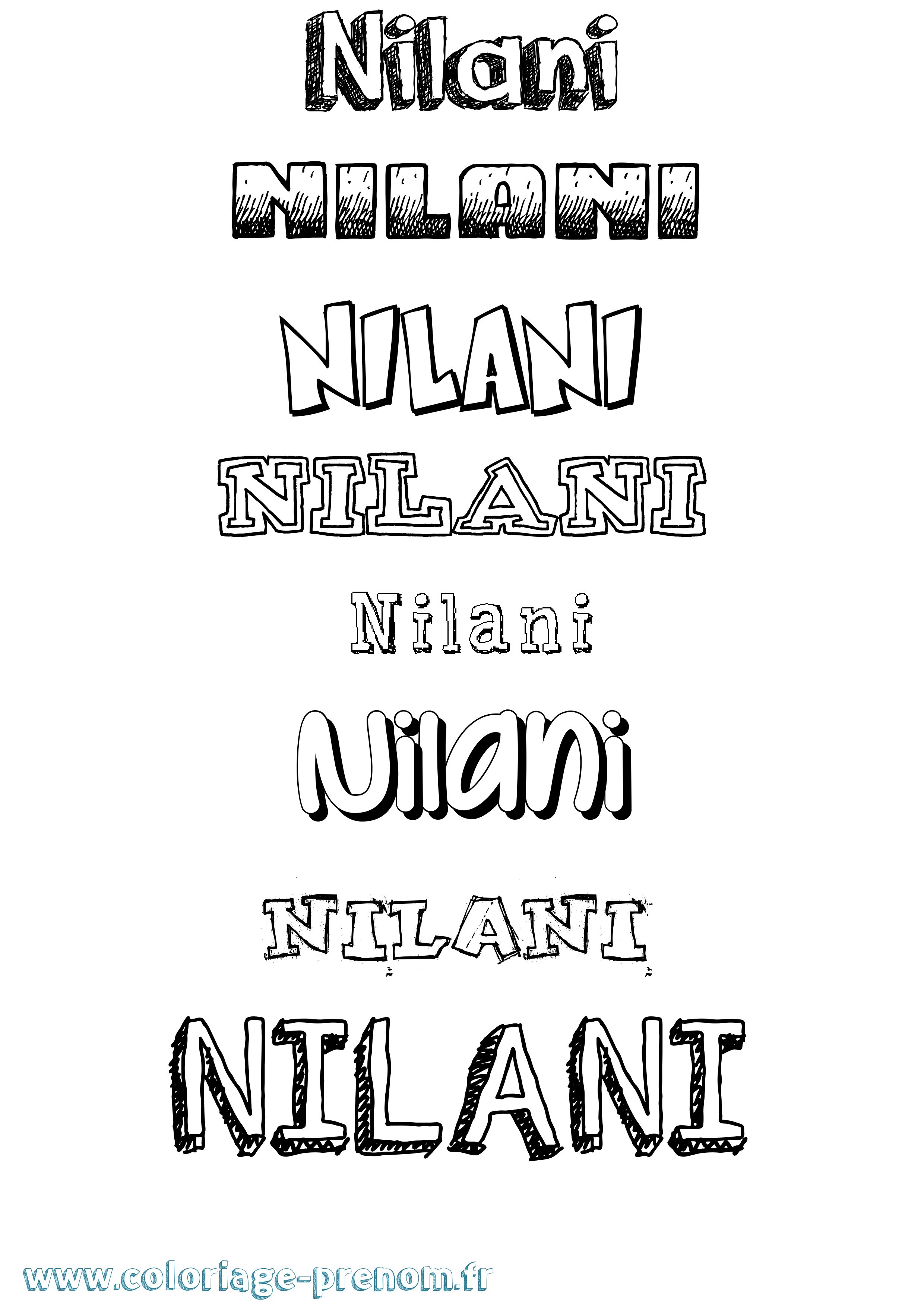 Coloriage Nilani Dessiné Coloriage prénom Nilani Dessiné