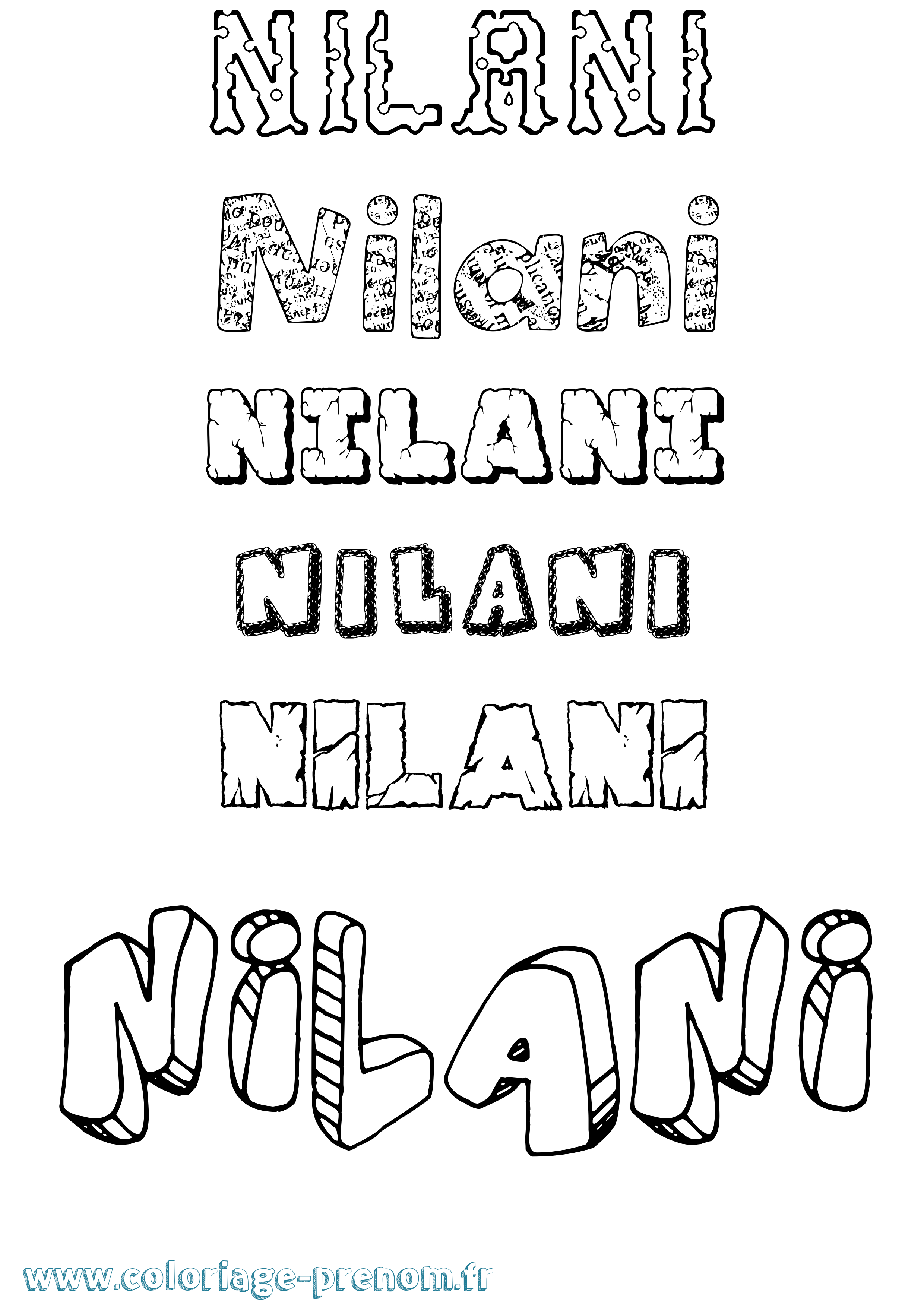 Coloriage Nilani Destructuré Coloriage prénom Nilani Destructuré