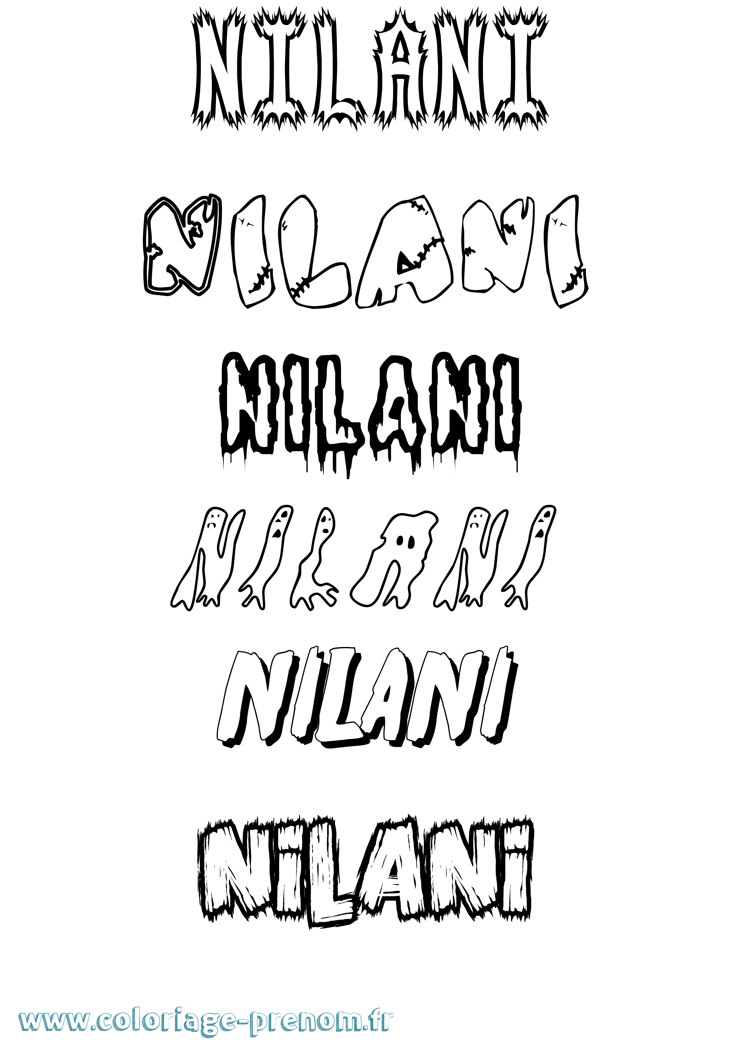 Coloriage Nilani Frisson Coloriage prénom Nilani Frisson