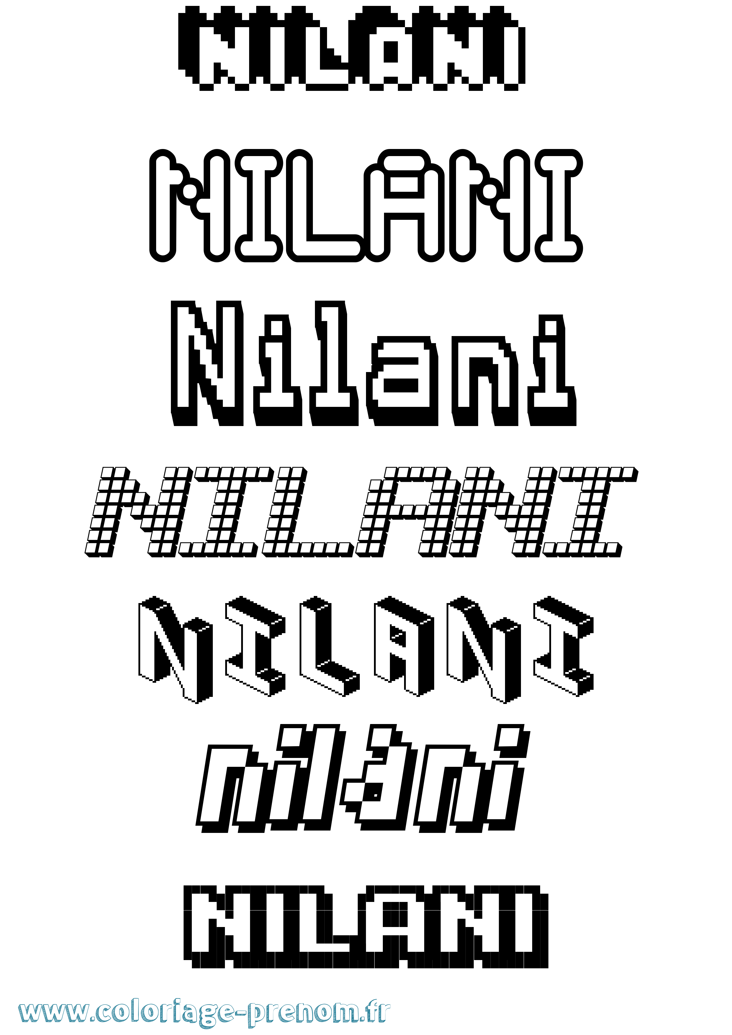 Coloriage Nilani Pixel Coloriage prénom Nilani Pixel