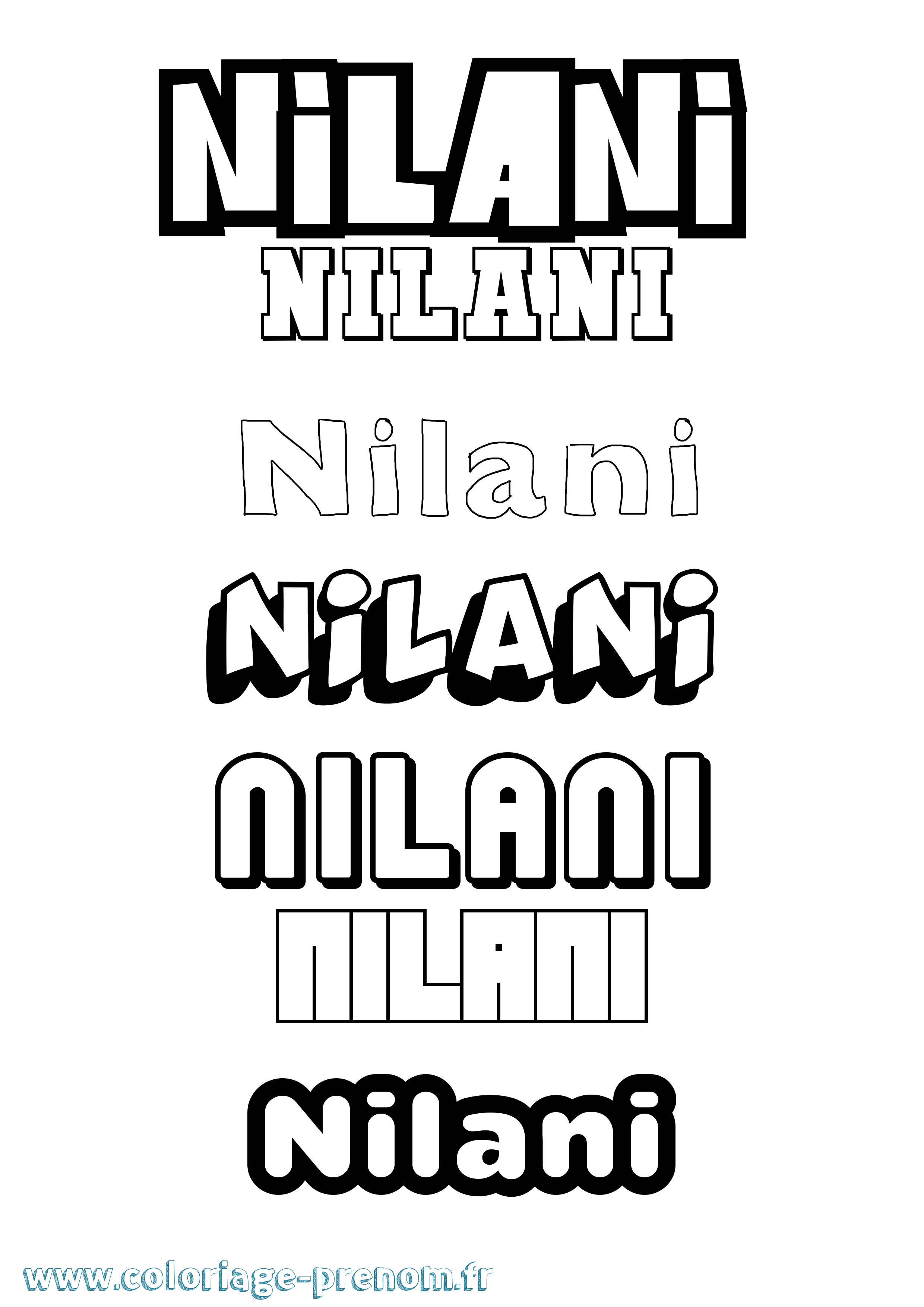 Coloriage Nilani Simple Coloriage prénom Nilani Simple