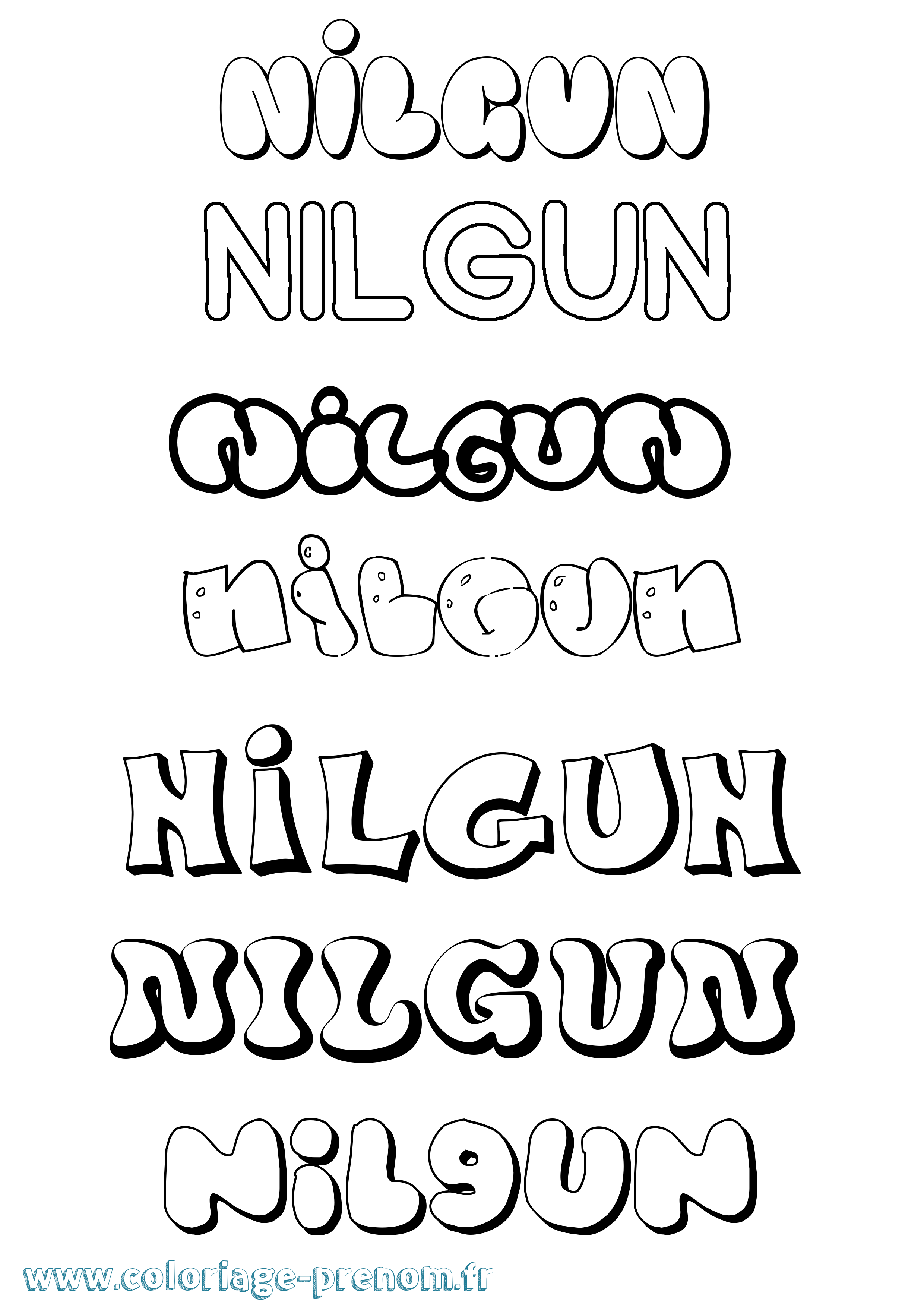 Coloriage Nilgun Bubble Coloriage prénom Nilgun Bubble