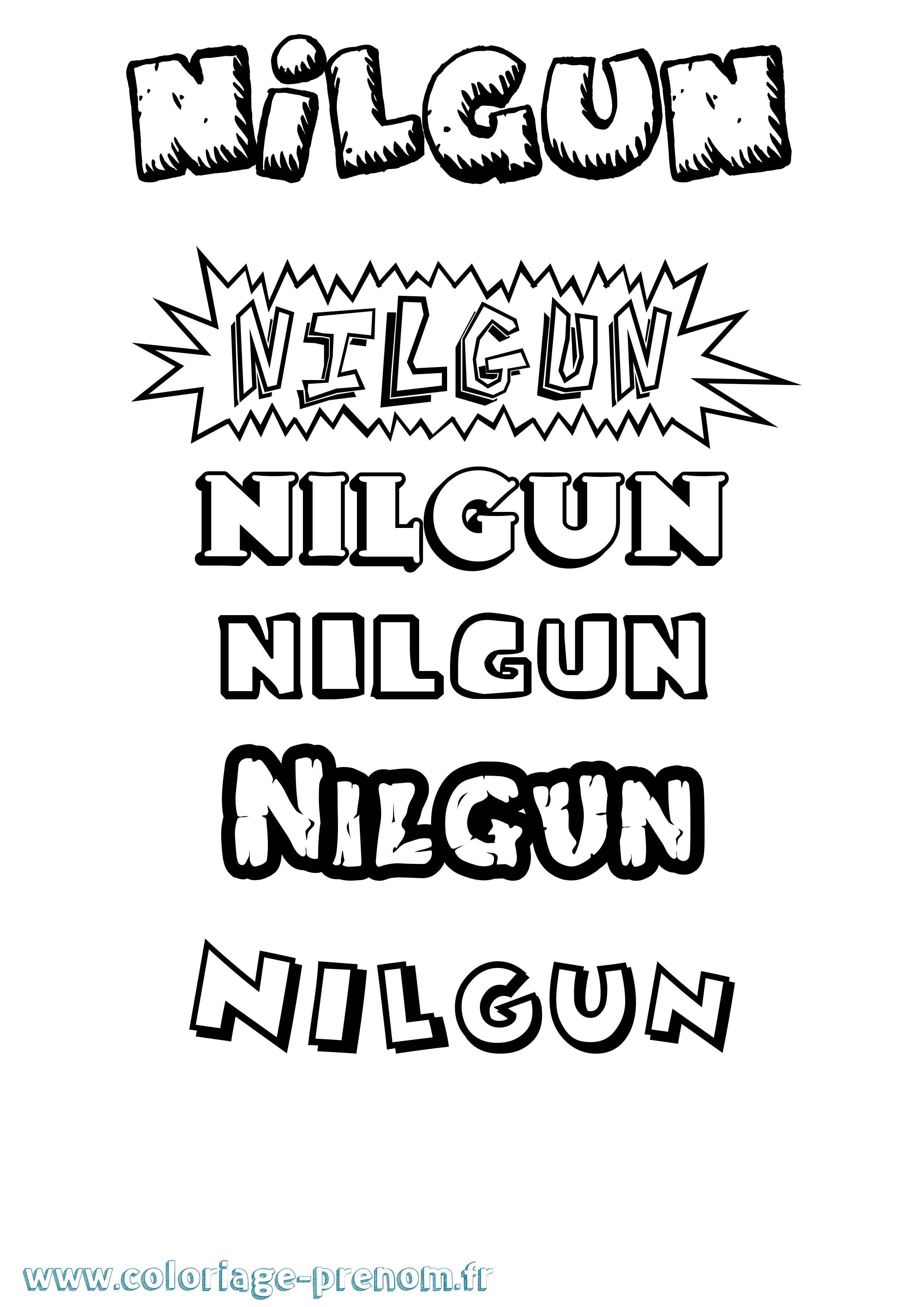 Coloriage Nilgun Dessin Animé Coloriage prénom Nilgun Dessin Animé