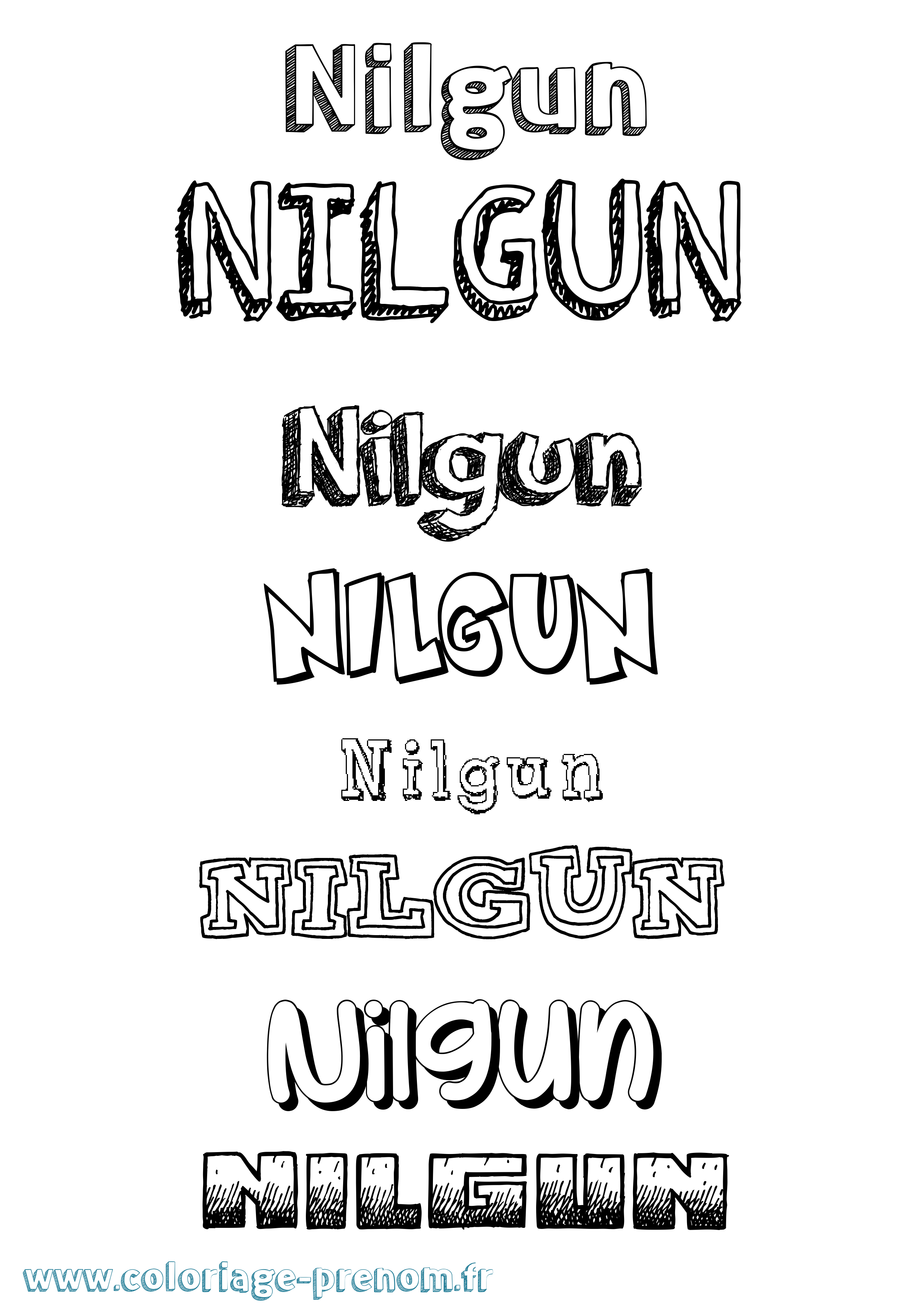 Coloriage Nilgun Dessiné Coloriage prénom Nilgun Dessiné