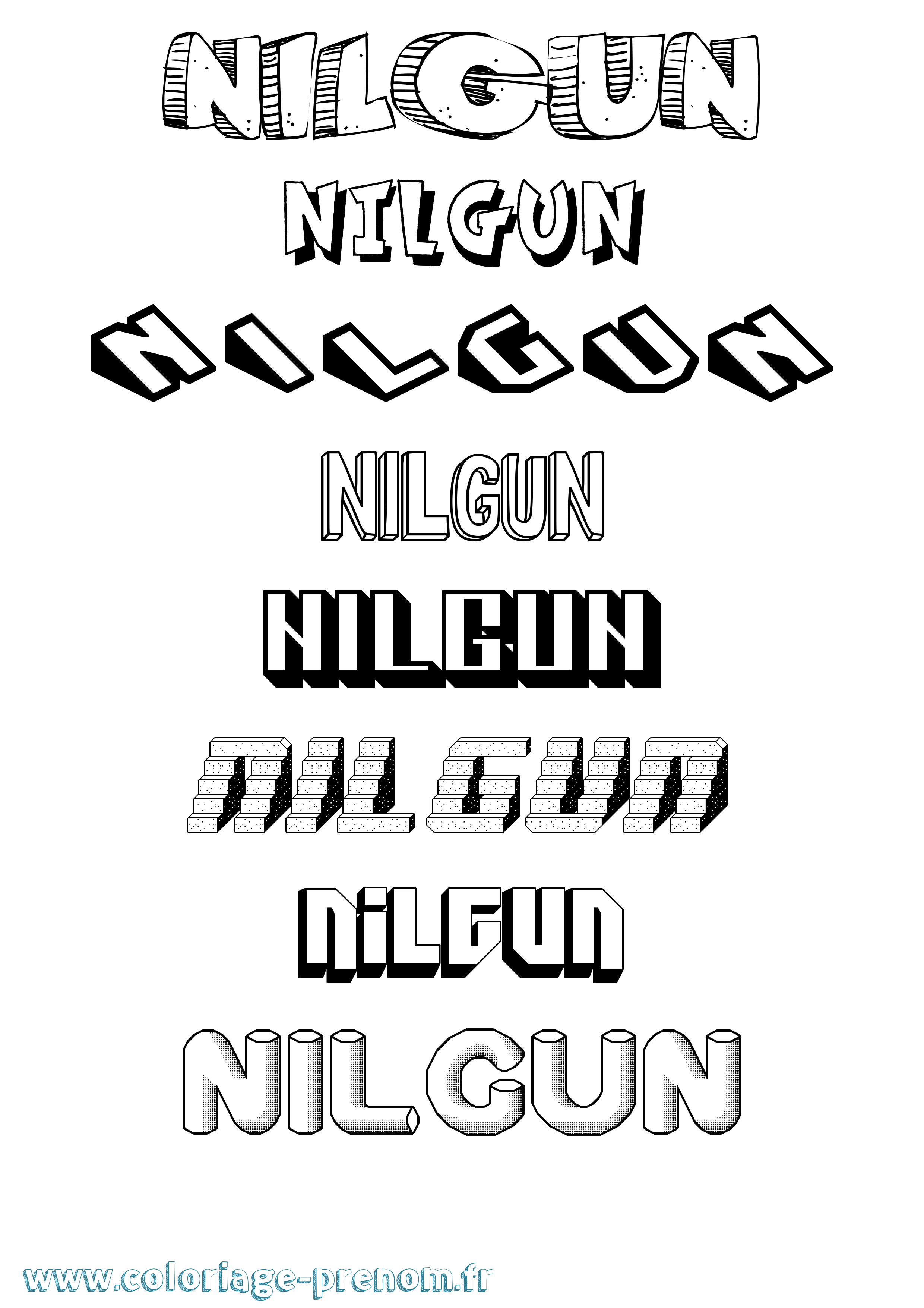 Coloriage Nilgun Effet 3D Coloriage prénom Nilgun Effet 3D