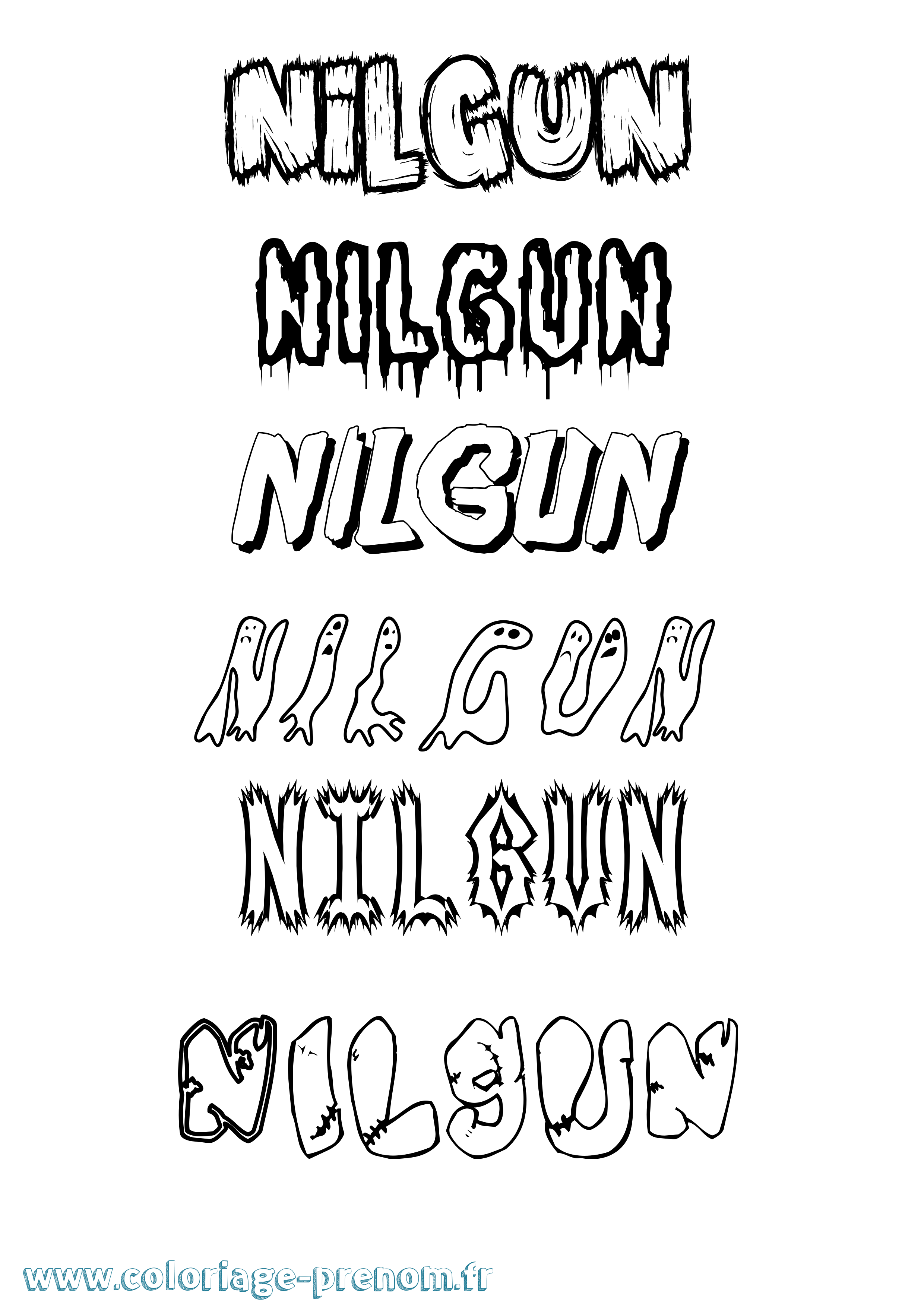 Coloriage Nilgun Frisson Coloriage prénom Nilgun Frisson