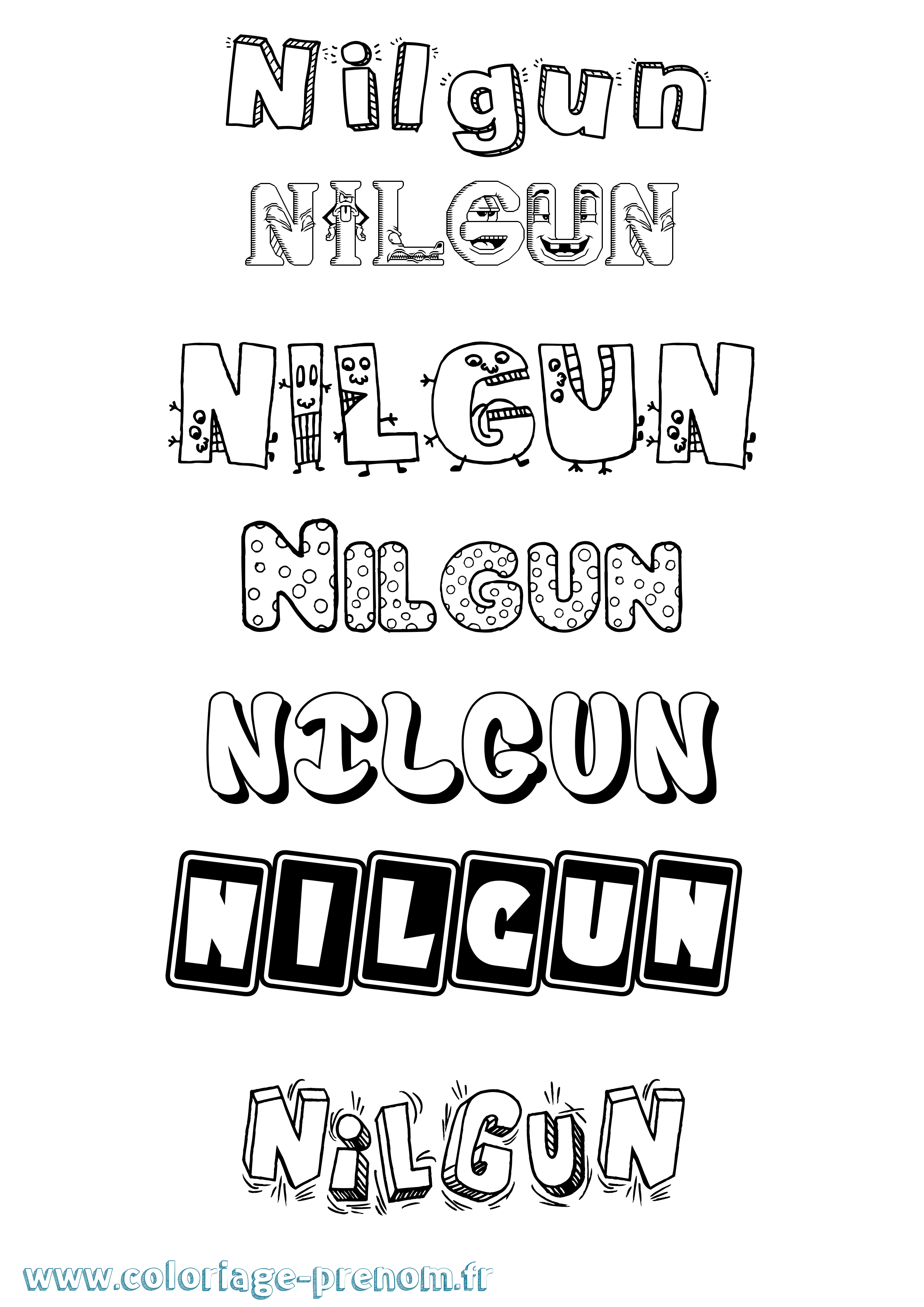 Coloriage Nilgun Fun Coloriage prénom Nilgun Fun