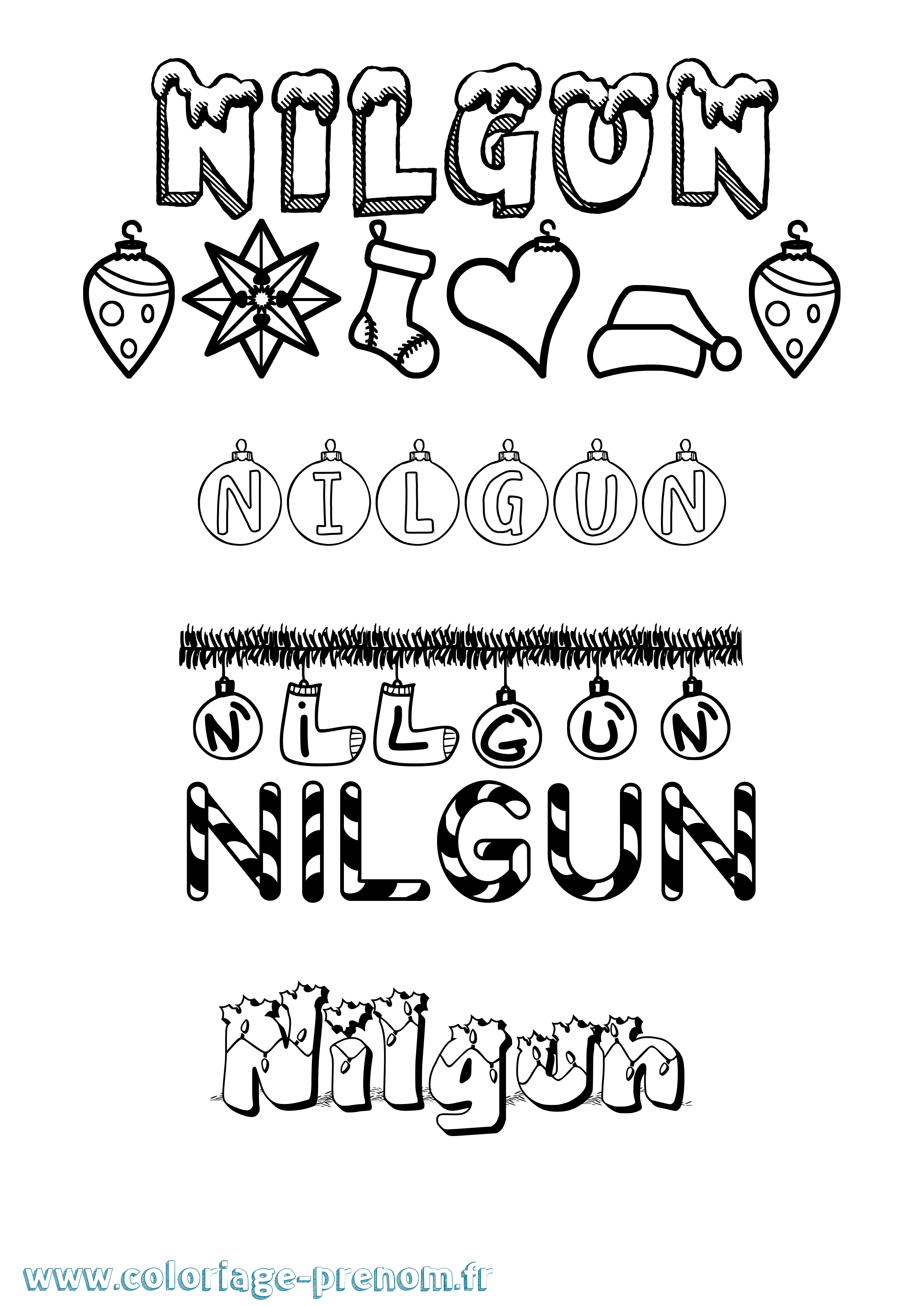 Coloriage Nilgun Noël Coloriage prénom Nilgun Noël