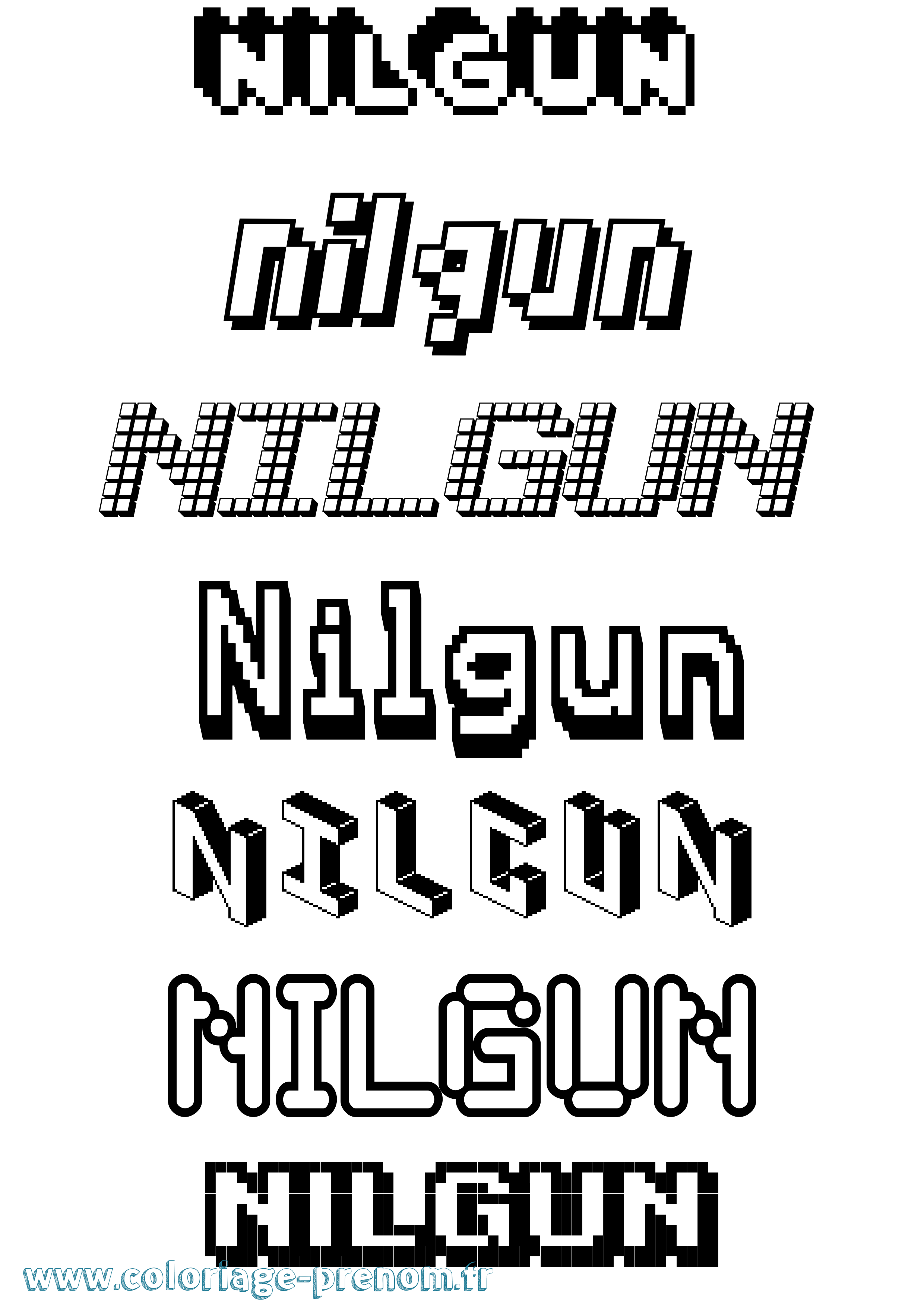 Coloriage Nilgun Pixel Coloriage prénom Nilgun Pixel