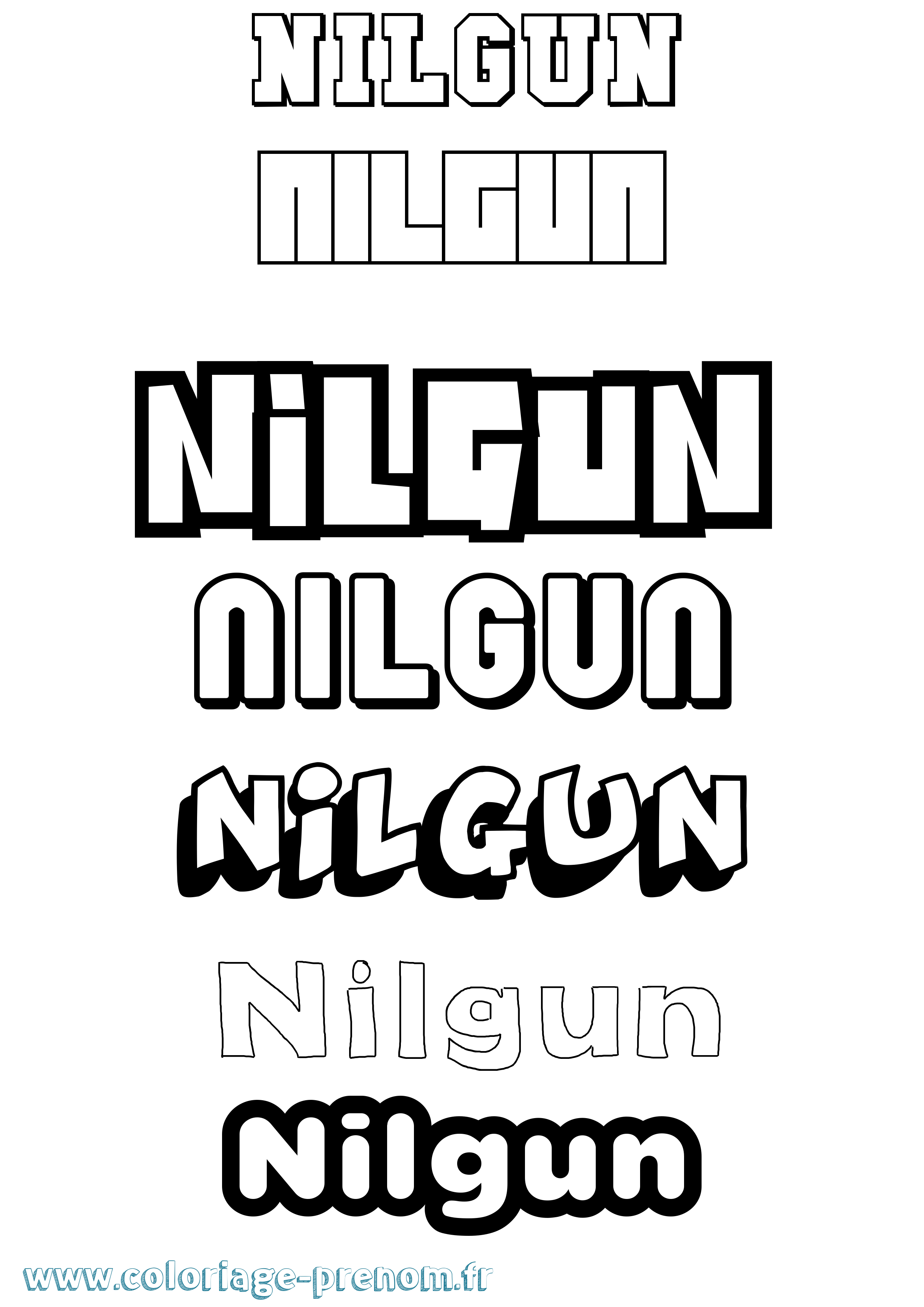Coloriage Nilgun Simple Coloriage prénom Nilgun Simple