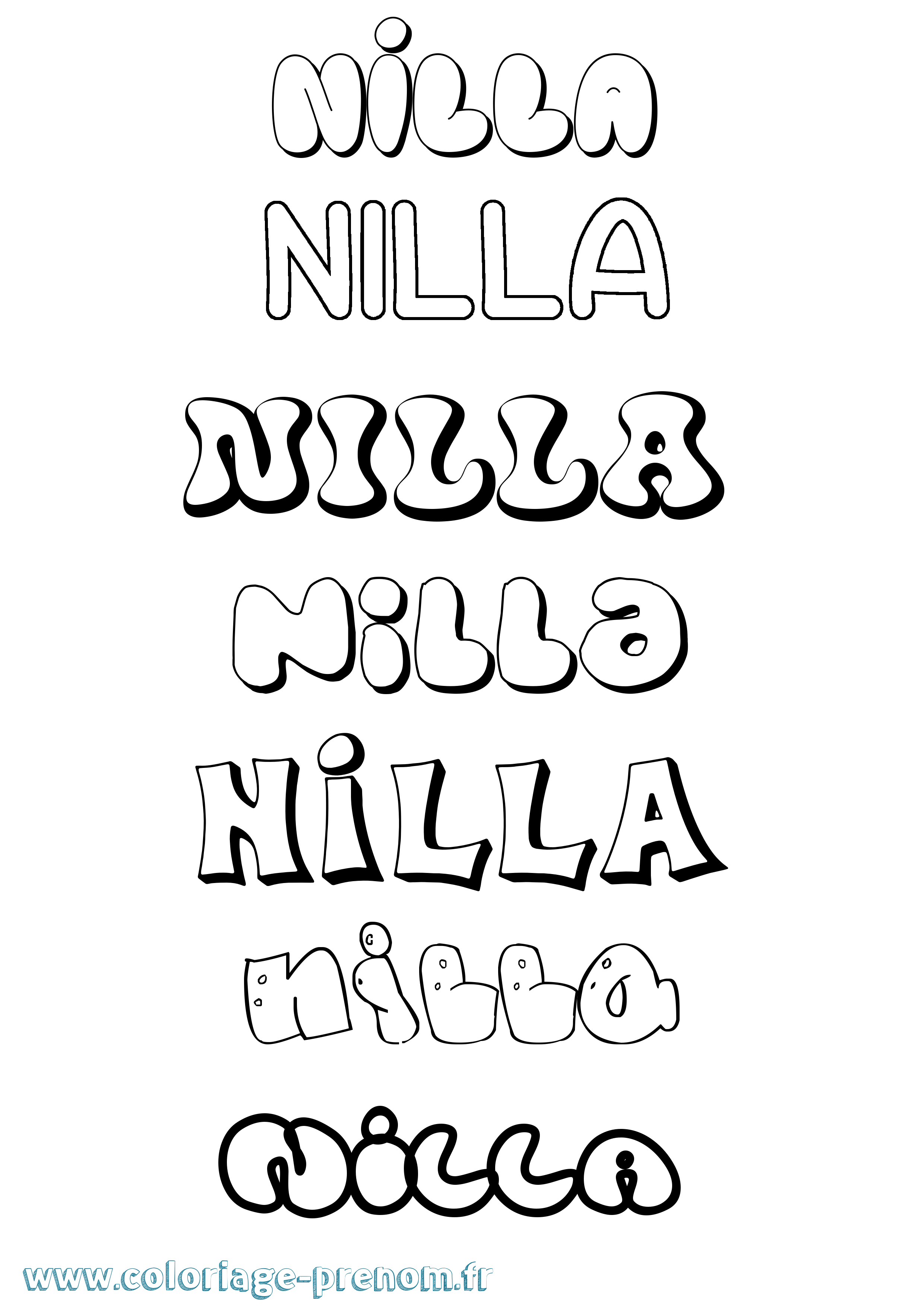 Coloriage Nilla Bubble Coloriage prénom Nilla Bubble