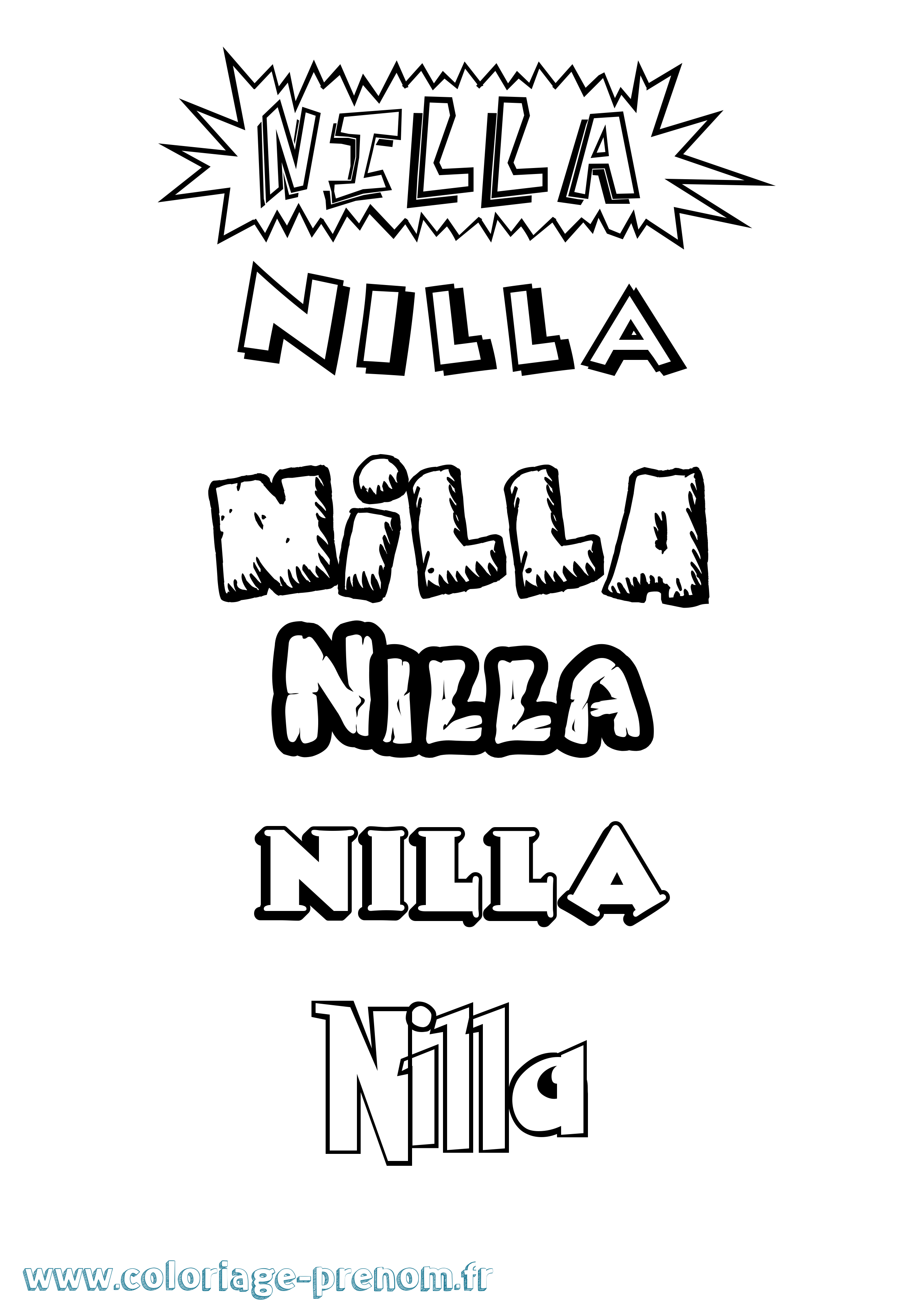 Coloriage Nilla Dessin Animé Coloriage prénom Nilla Dessin Animé